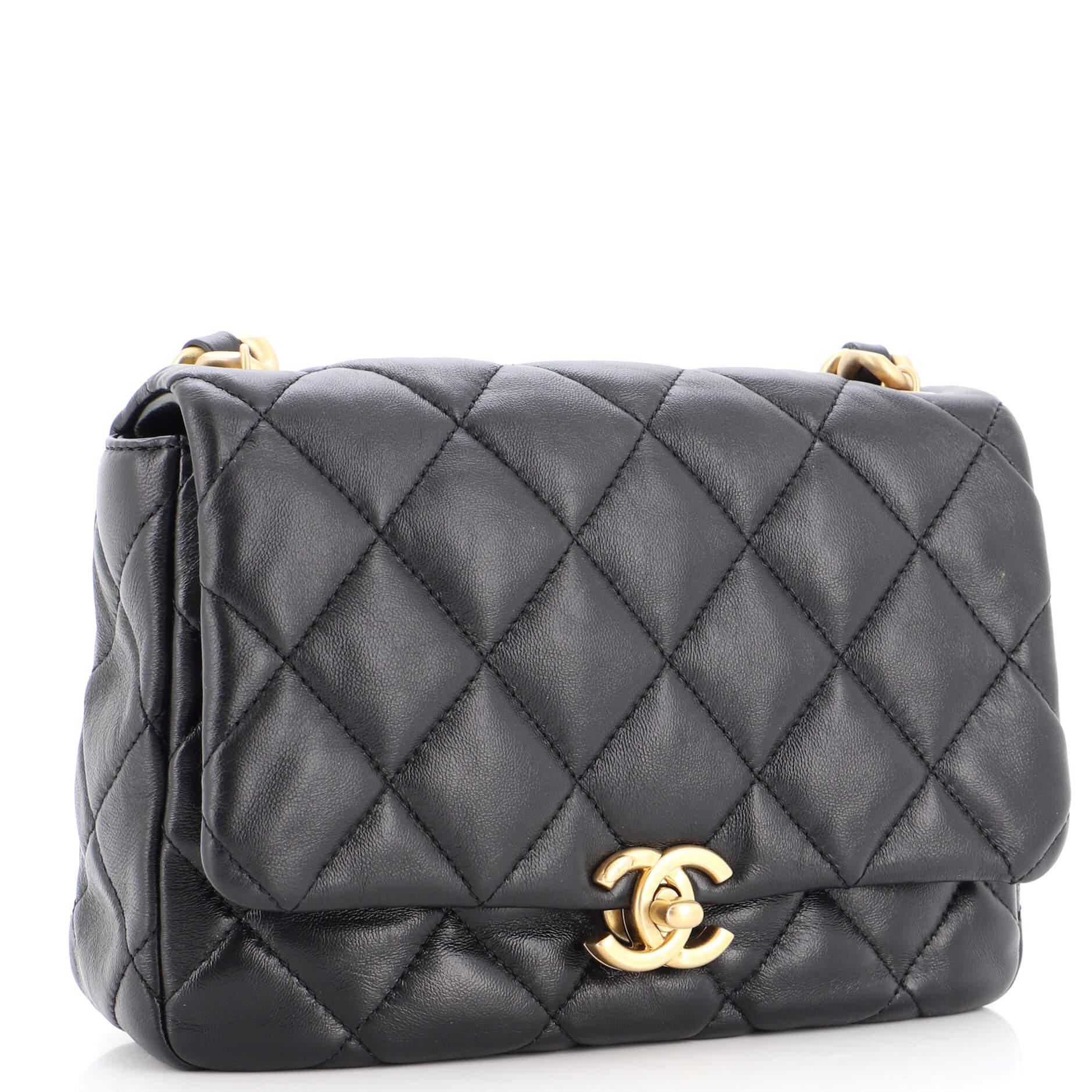 Chanel Lacquered Metal CC Flap Bag Quilted Lambskin Small In Good Condition In NY, NY