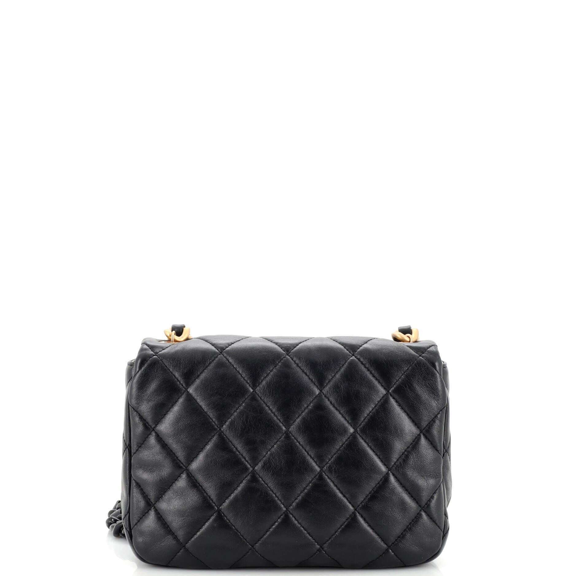 Women's Chanel Lacquered Metal CC Flap Bag Quilted Lambskin Small
