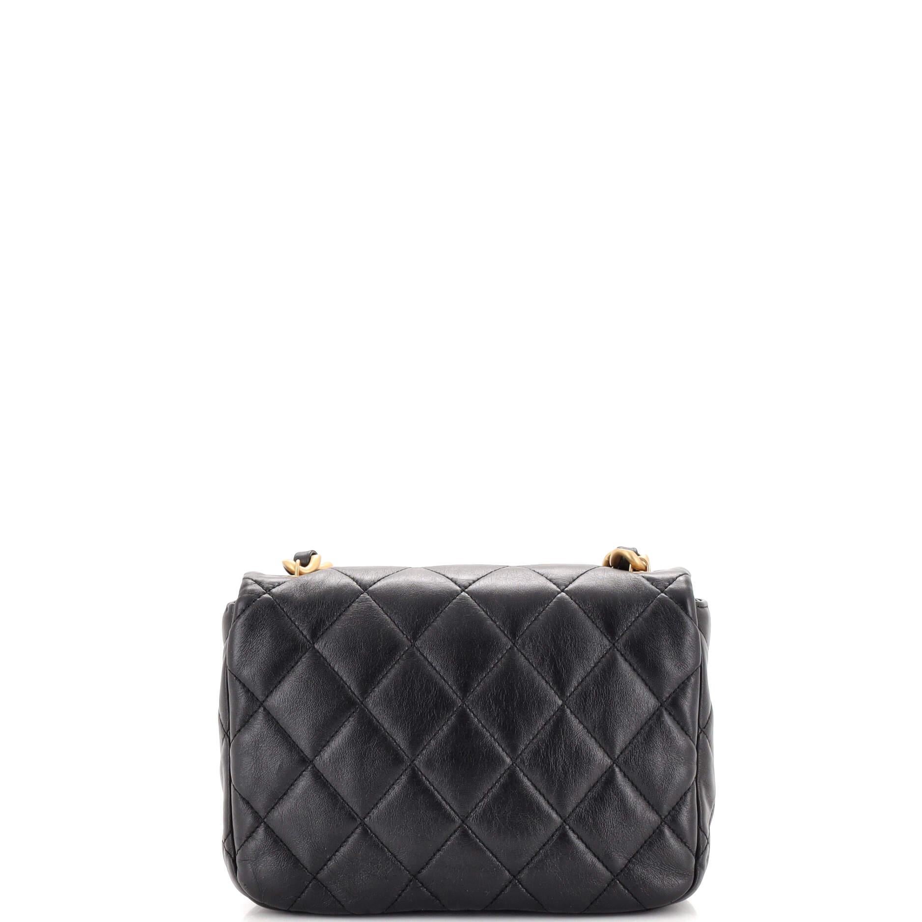 Women's or Men's Chanel Lacquered Metal CC Flap Bag Quilted Lambskin Small