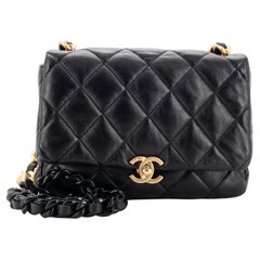 Chanel Lacquered Metal CC Flap Bag Quilted Lambskin Small