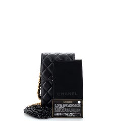 Chanel Lacquered Metal CC Phone Holder with Chain Quilted Lambskin
