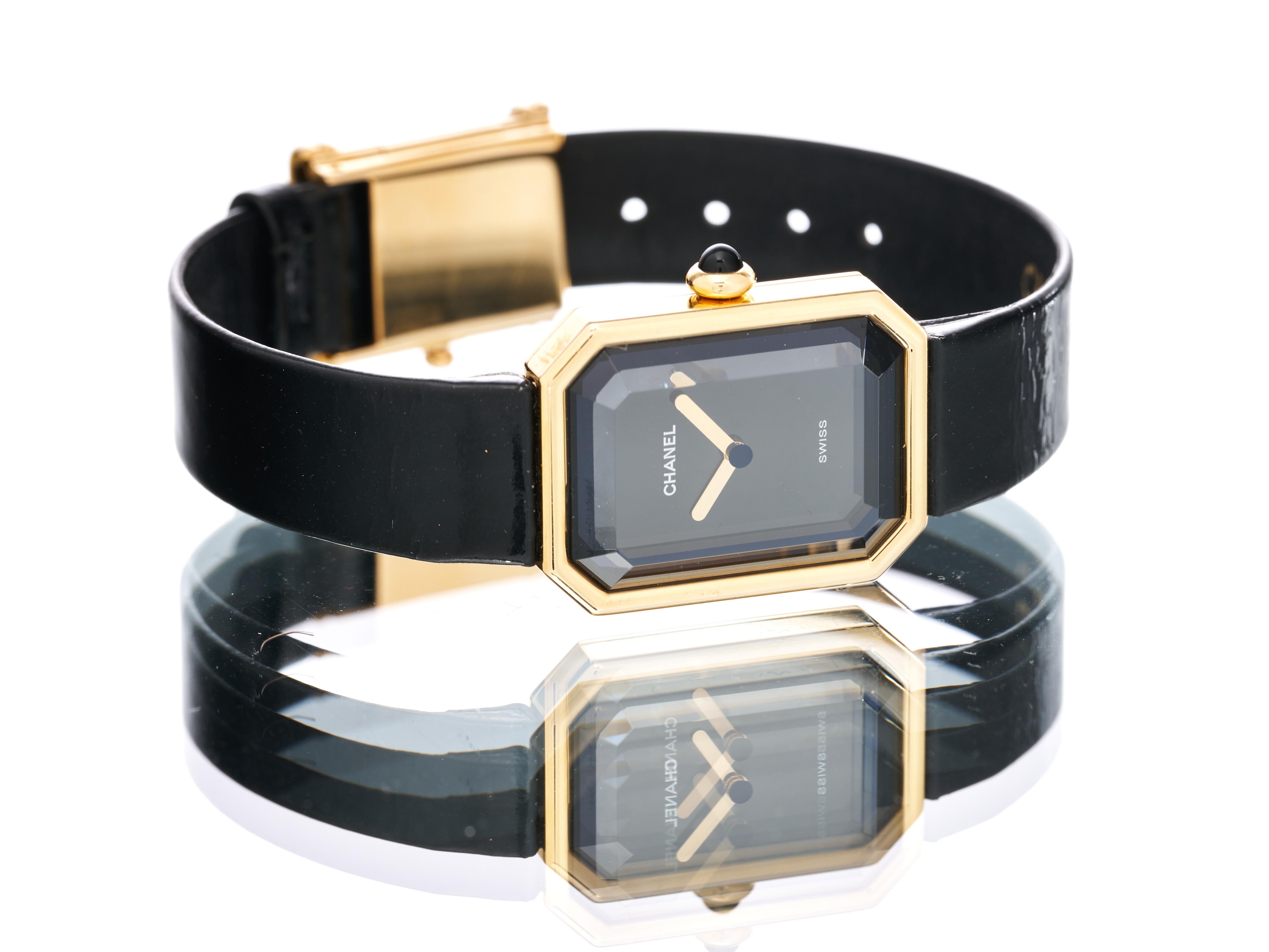 Chanel Ladies Watch Premiere 18K Solid Gold 20mm Case Leather Strap Serviced For Sale 2