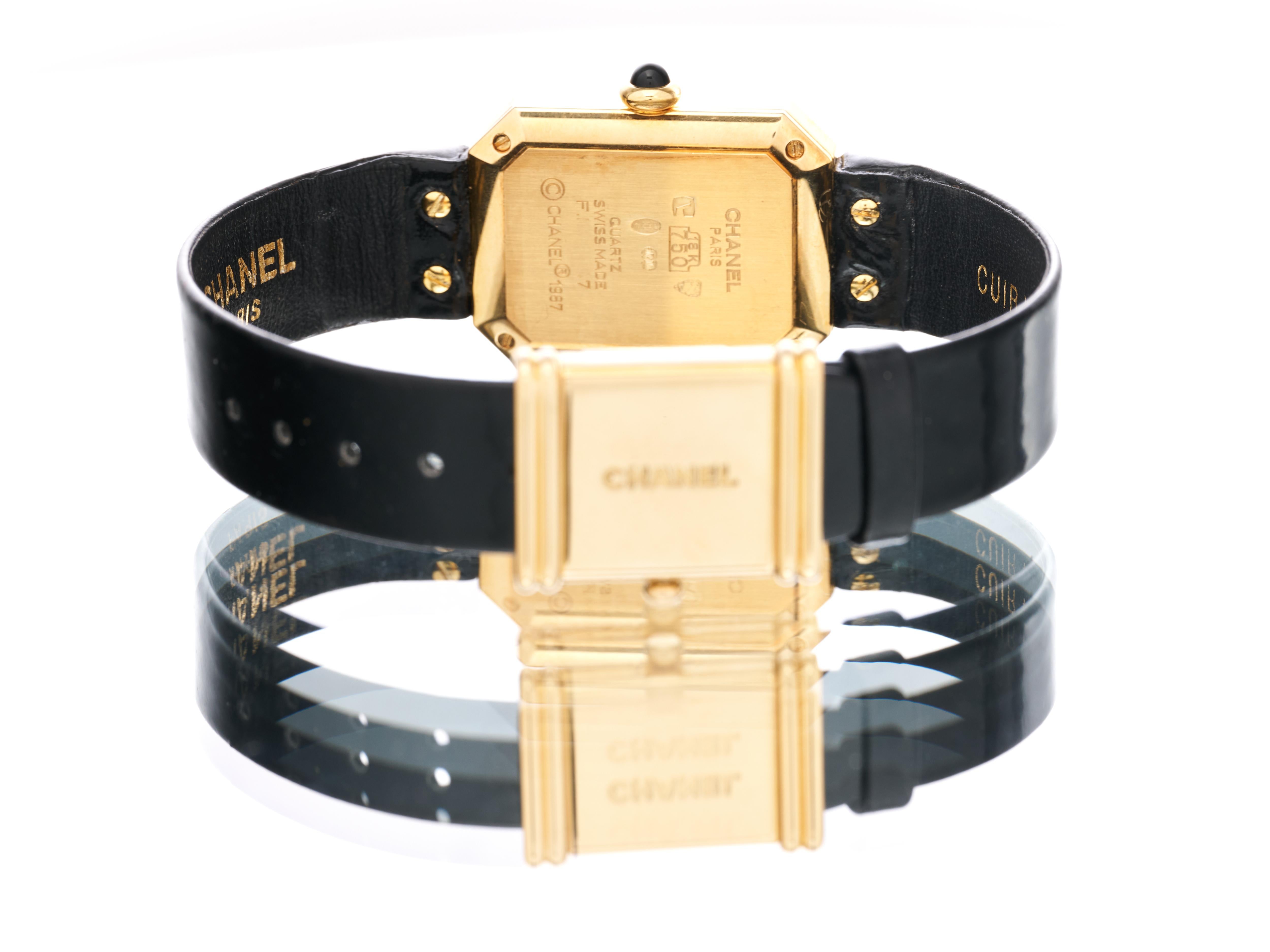 Chanel Ladies Watch Premiere 18K Solid Gold 20mm Case Leather Strap Serviced For Sale 4