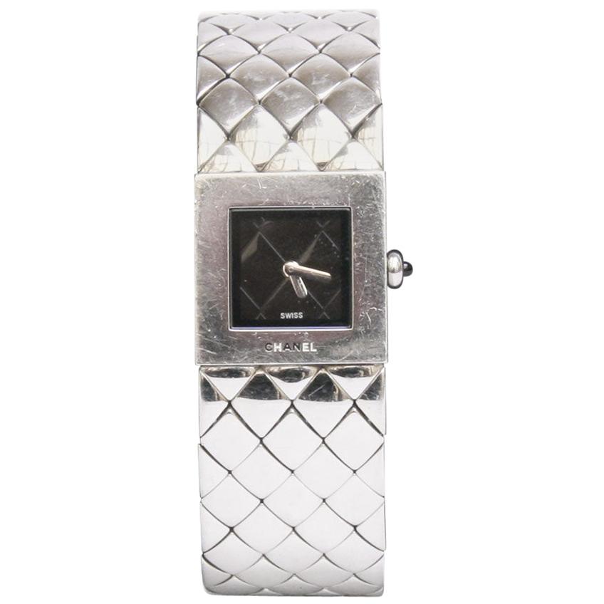 Chanel Ladies Watch, Quilted In Quartz Steel