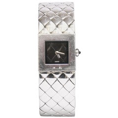 Used Chanel Ladies Watch, Quilted In Quartz Steel