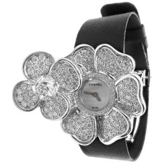 Chanel Damen Weißgold Diamant Secret Camélia Quarz Armbanduhr