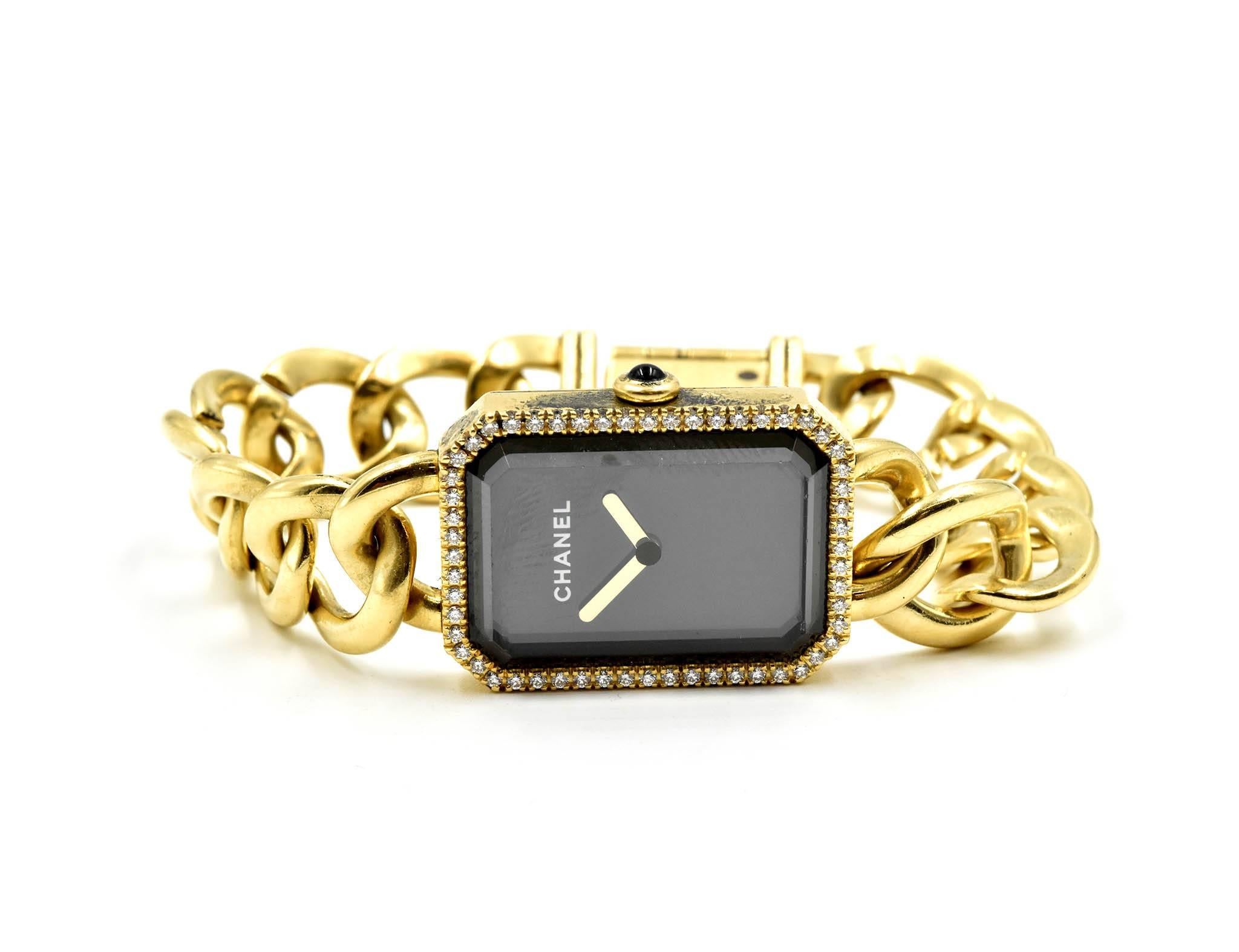 Round Cut Chanel Ladies Yellow Gold Diamond Premiere Chaine quartz Wristwatch, 1987   