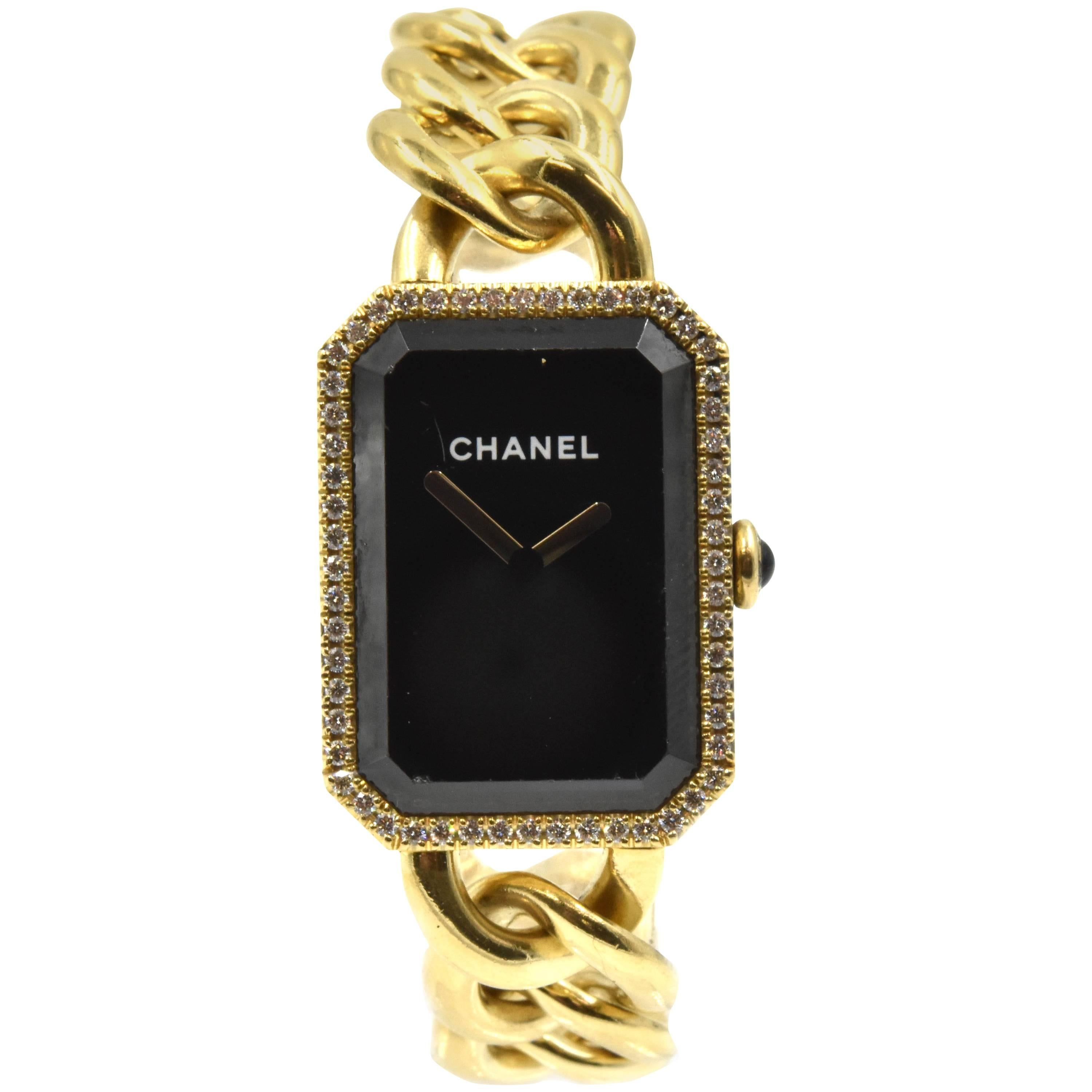 Chanel Ladies Yellow Gold Diamond Premiere Chaine quartz Wristwatch, 1987   
