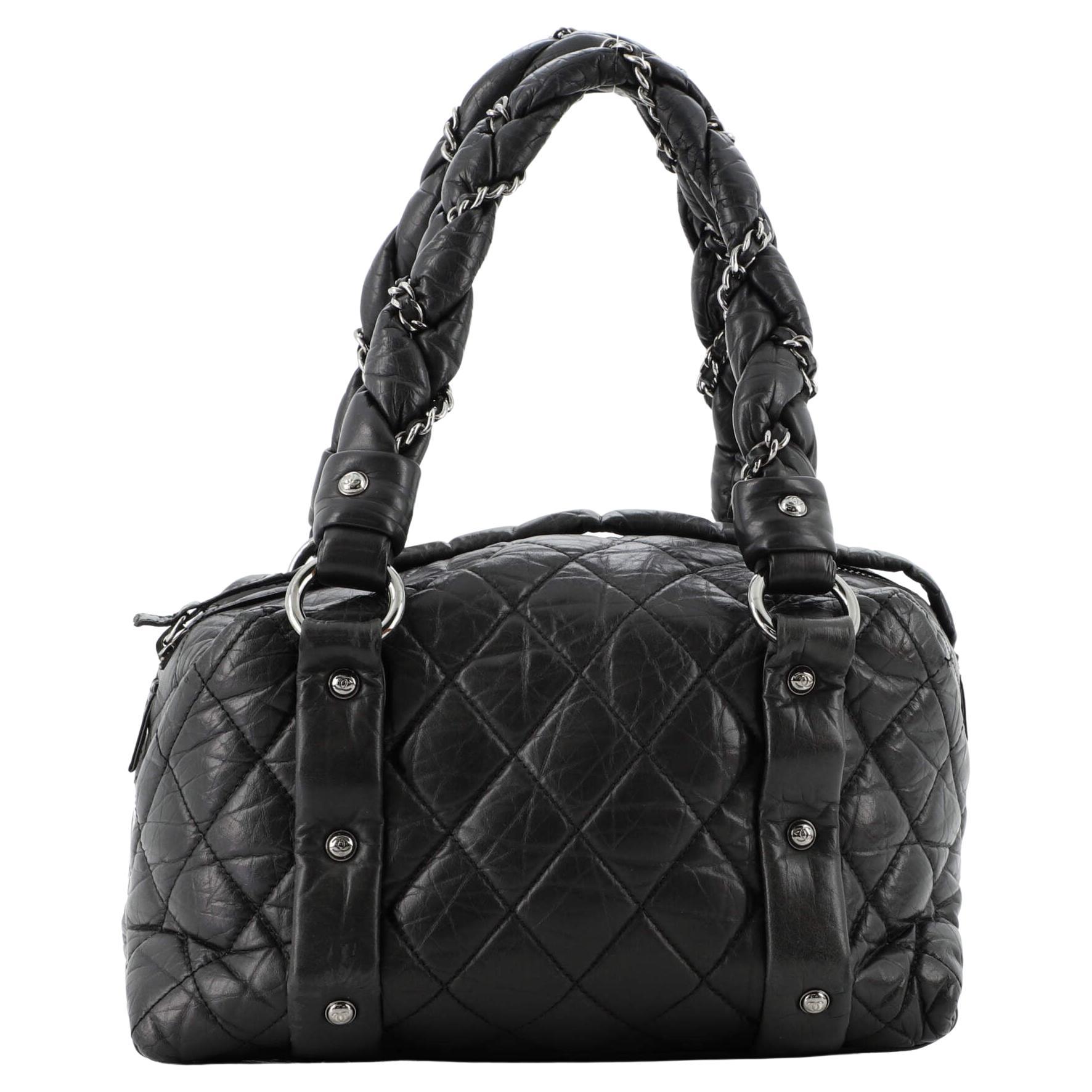 Chanel Lady Braid Bowler Bag Quilted Distressed Lambskin Small at 1stDibs