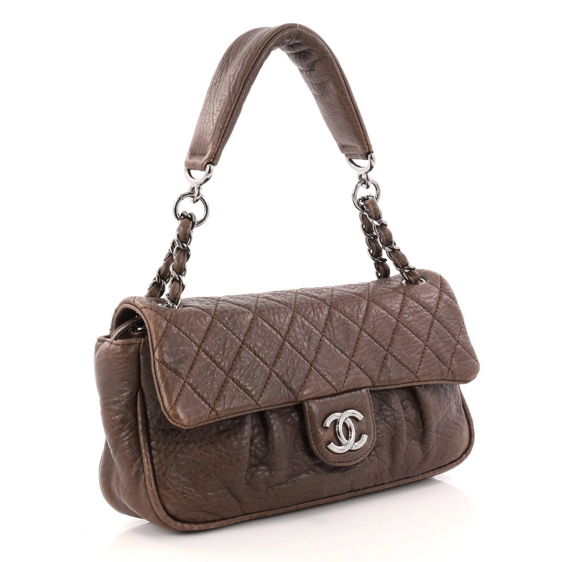 Black Chanel Lady Braid Chain Quilted Distressed Lambskin Medium Flap Bag