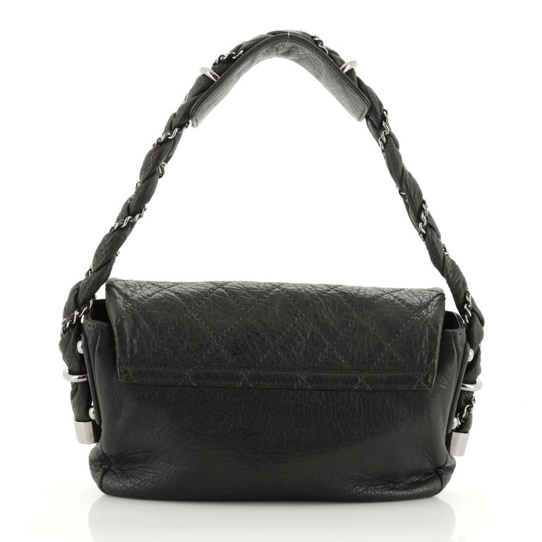 Chanel Black Quilted Distressed Leather Lady Braid Bowler Bag Chanel
