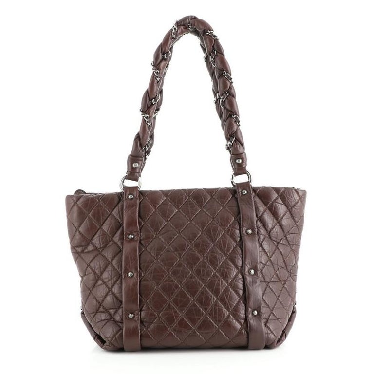 Chanel Lady Braid Shopping Tote Quilted Distressed Lambskin Medium