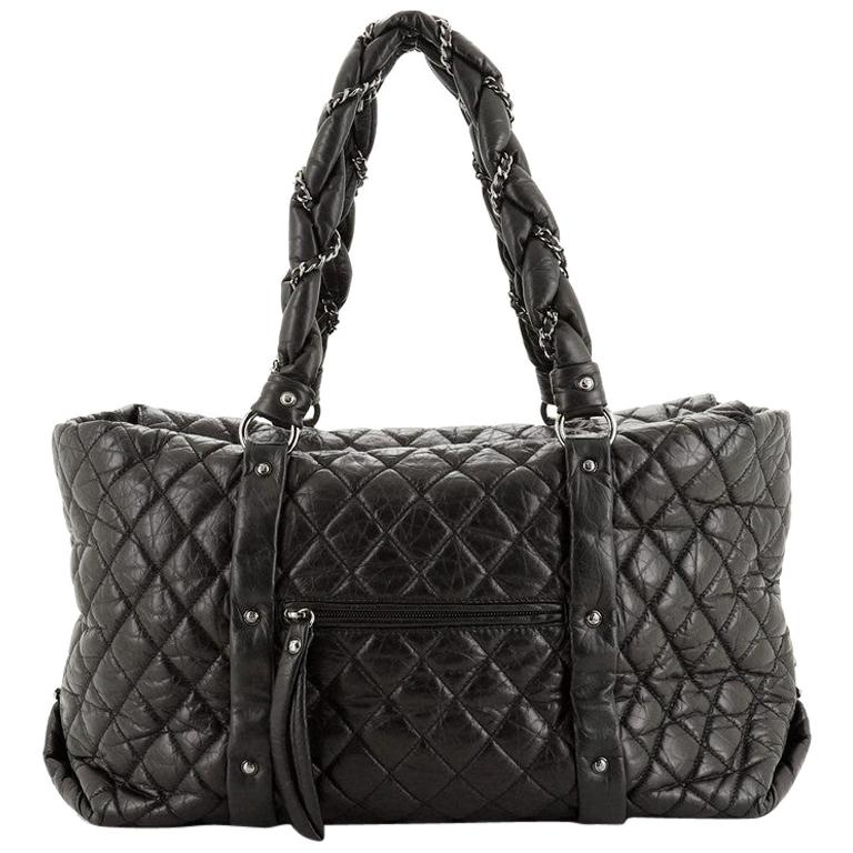 Chanel Lady Braid Shopping Tote Quilted Distressed Lambskin XL at 1stDibs