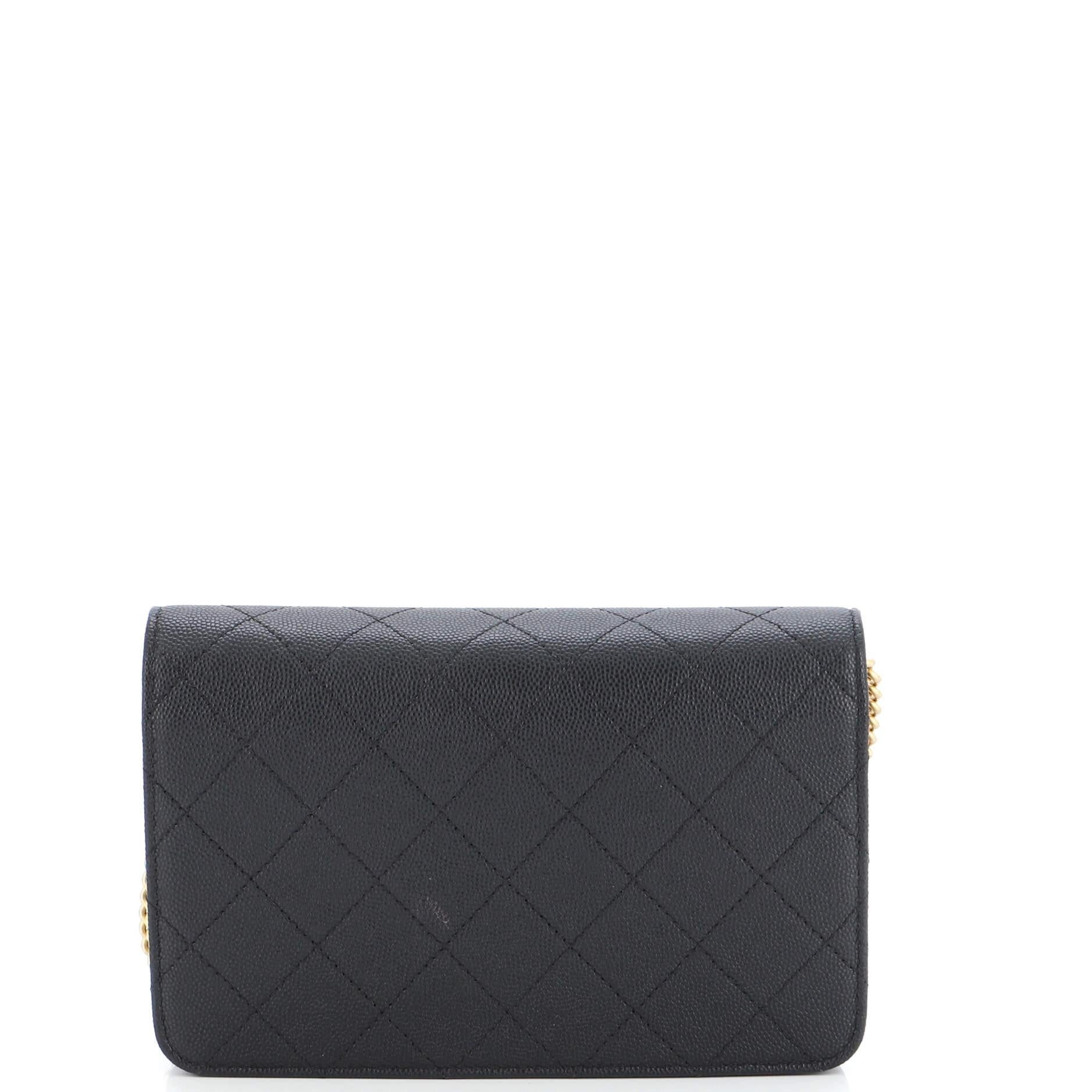 Chanel Lady Coco Wallet on Chain Quilted Caviar and Suede In Good Condition For Sale In NY, NY