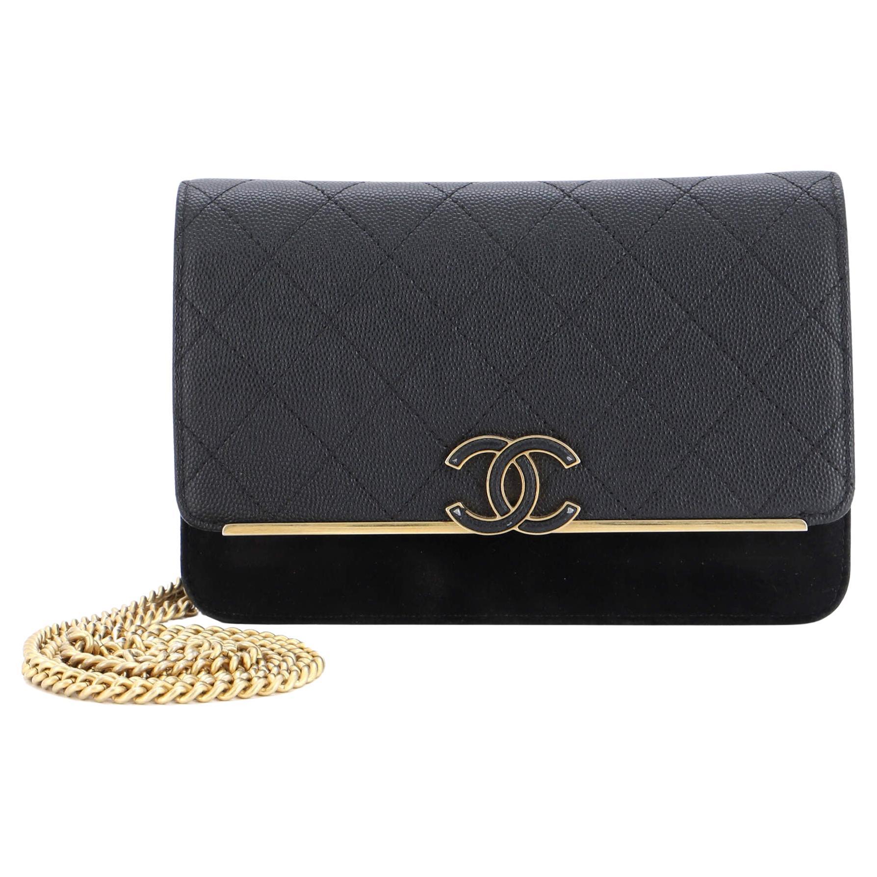 Chanel Lady Coco Wallet on Chain Quilted Caviar and Suede For Sale