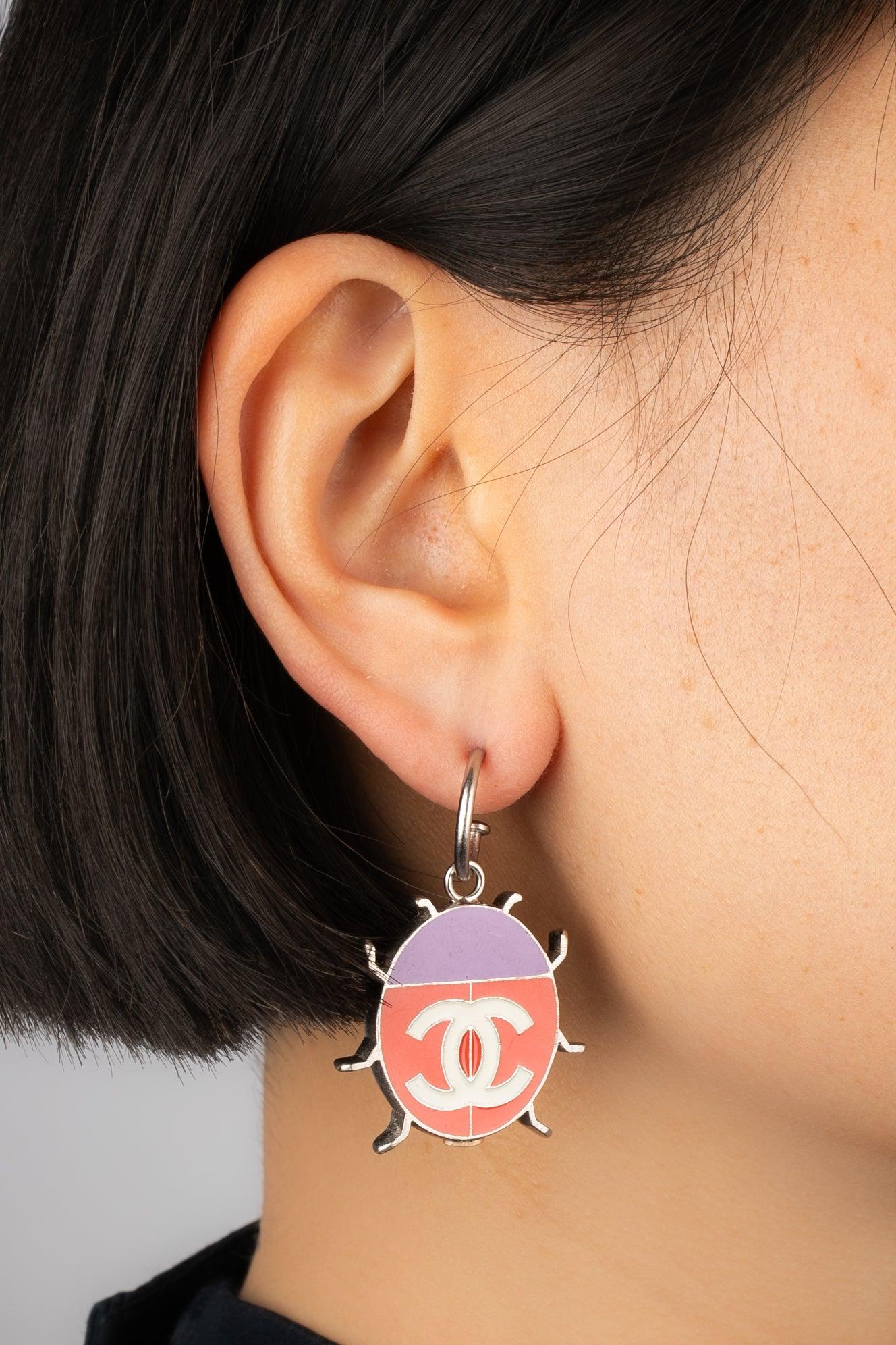 Women's Chanel Ladybug Earrings with Enamel, 2004 For Sale