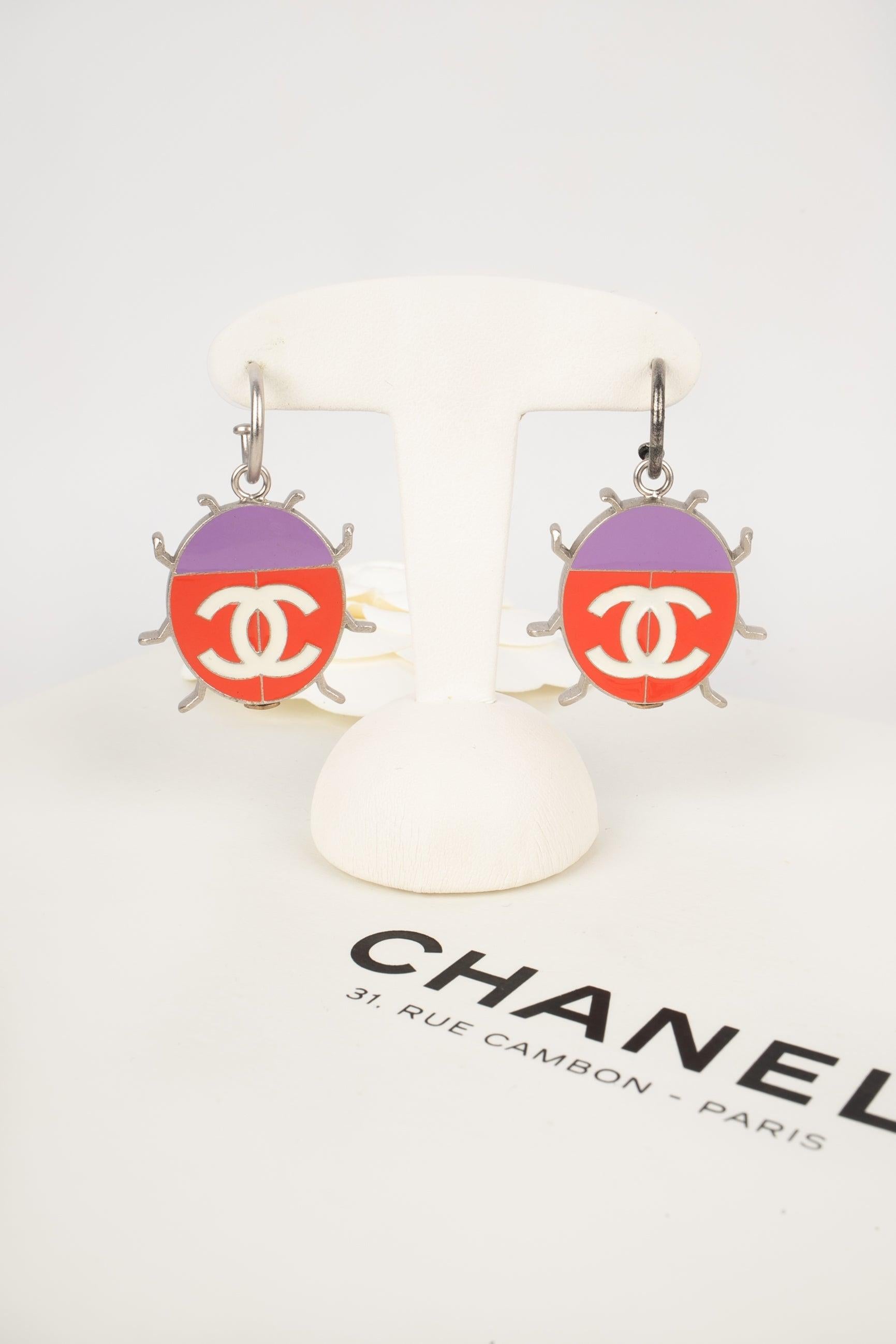 Chanel Ladybug Earrings with Enamel, 2004 For Sale 1