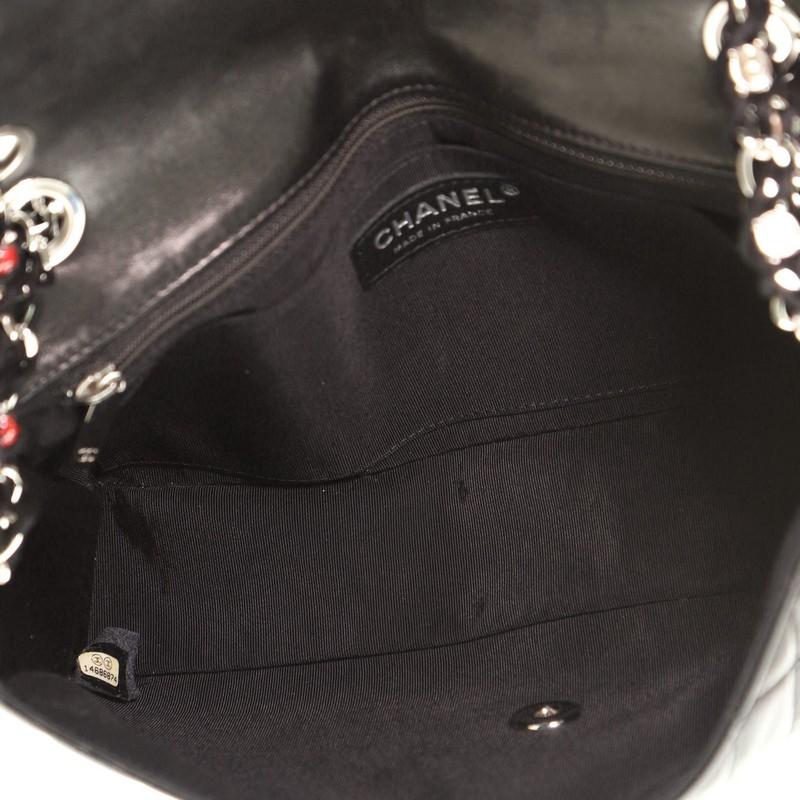Black Chanel Ladybug Flap Bag Quilted Lambskin Medium 