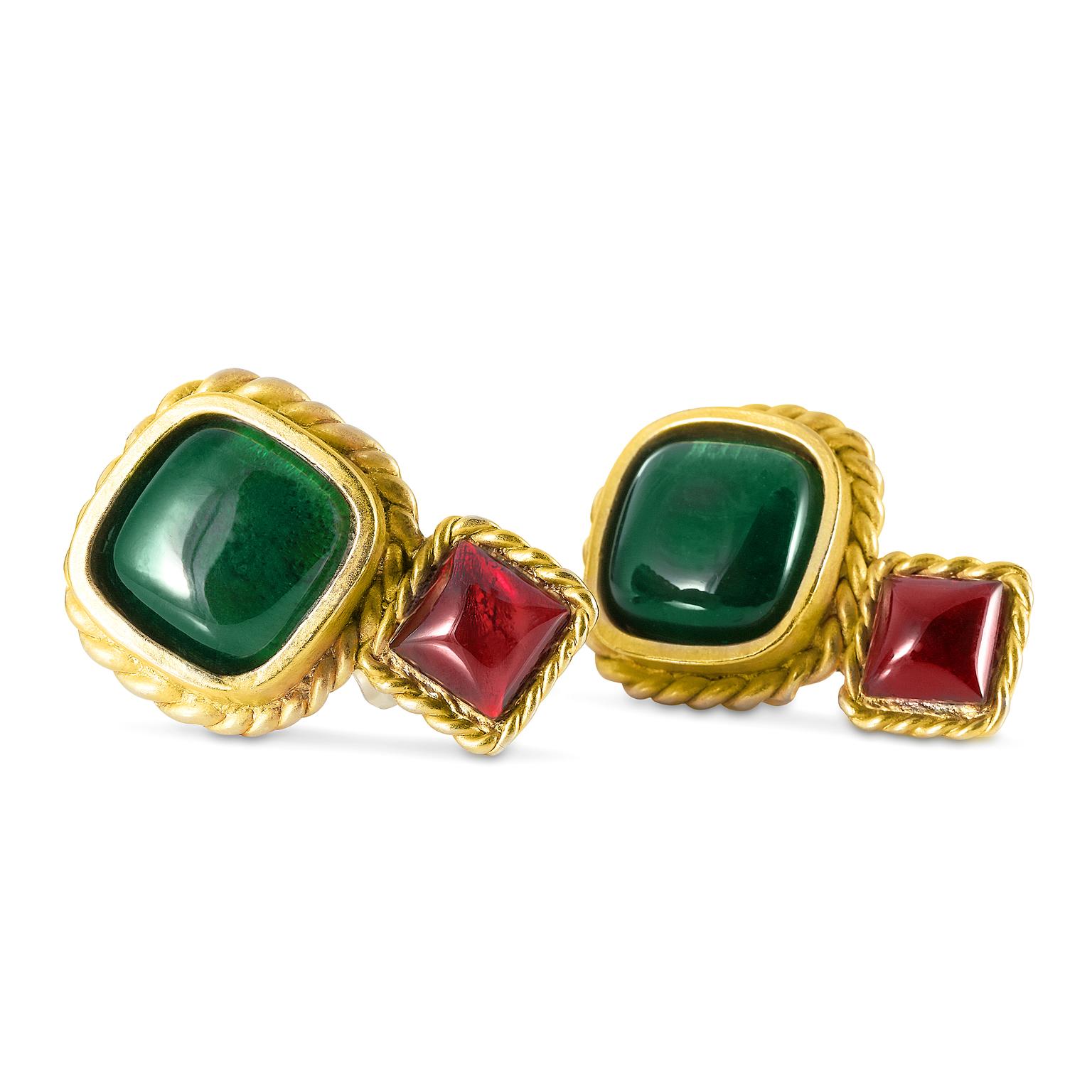 chanel green earrings