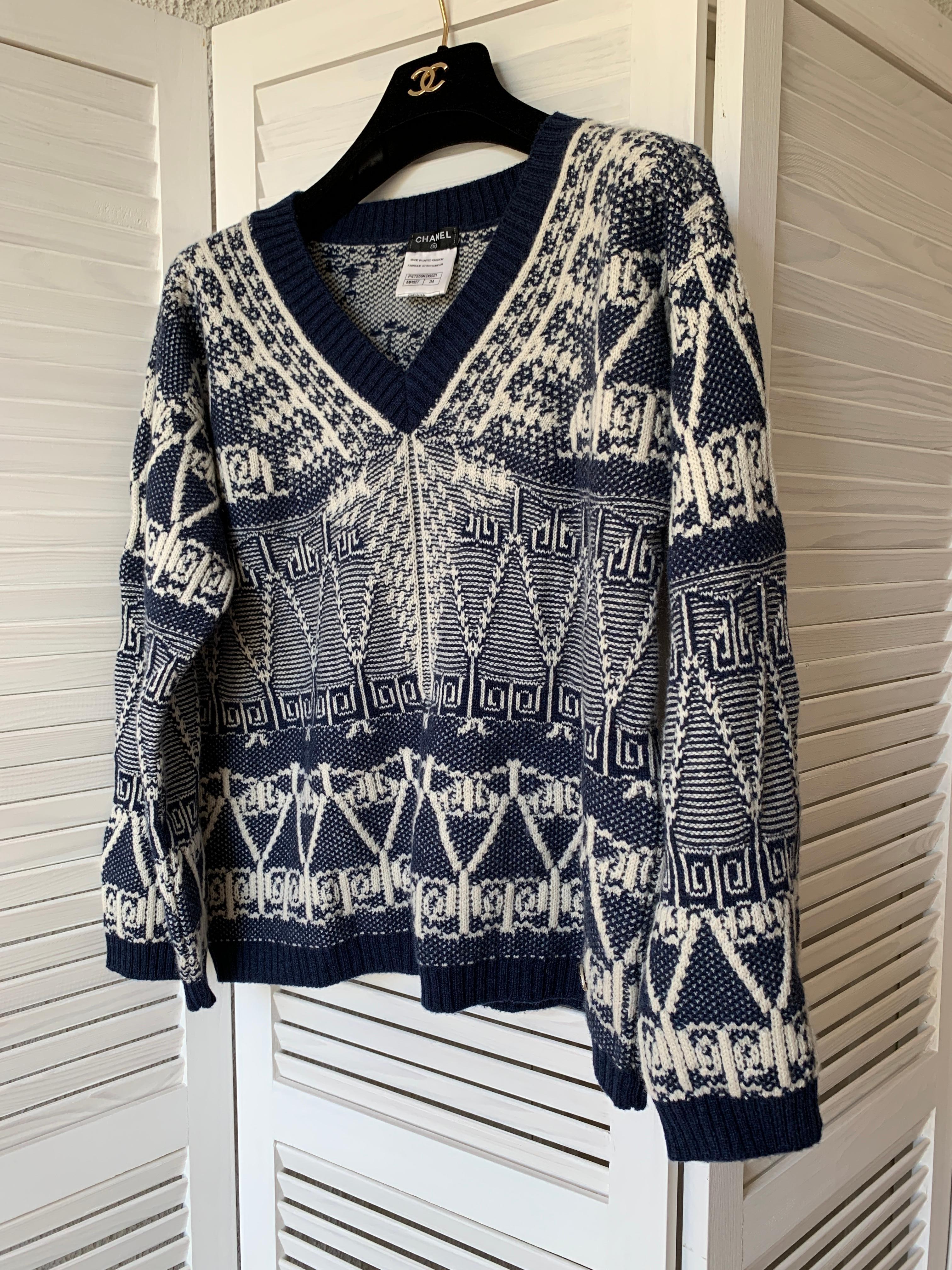 2014 14C Chanel & Lagerfeld Resort Singapur Kaschmirpullover Pullover Laufsteg 40it aus Kaschmir im Angebot 7