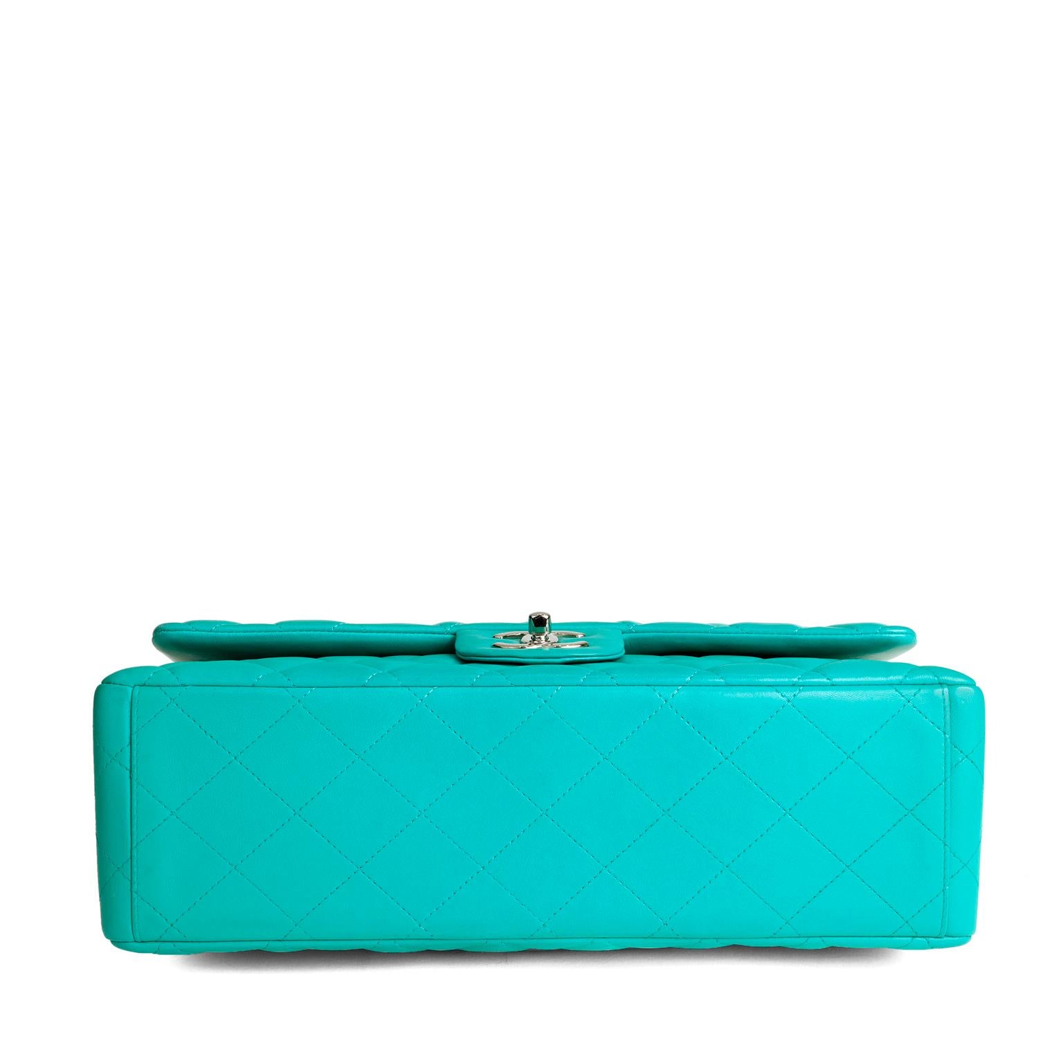 chanel green lambskin bag