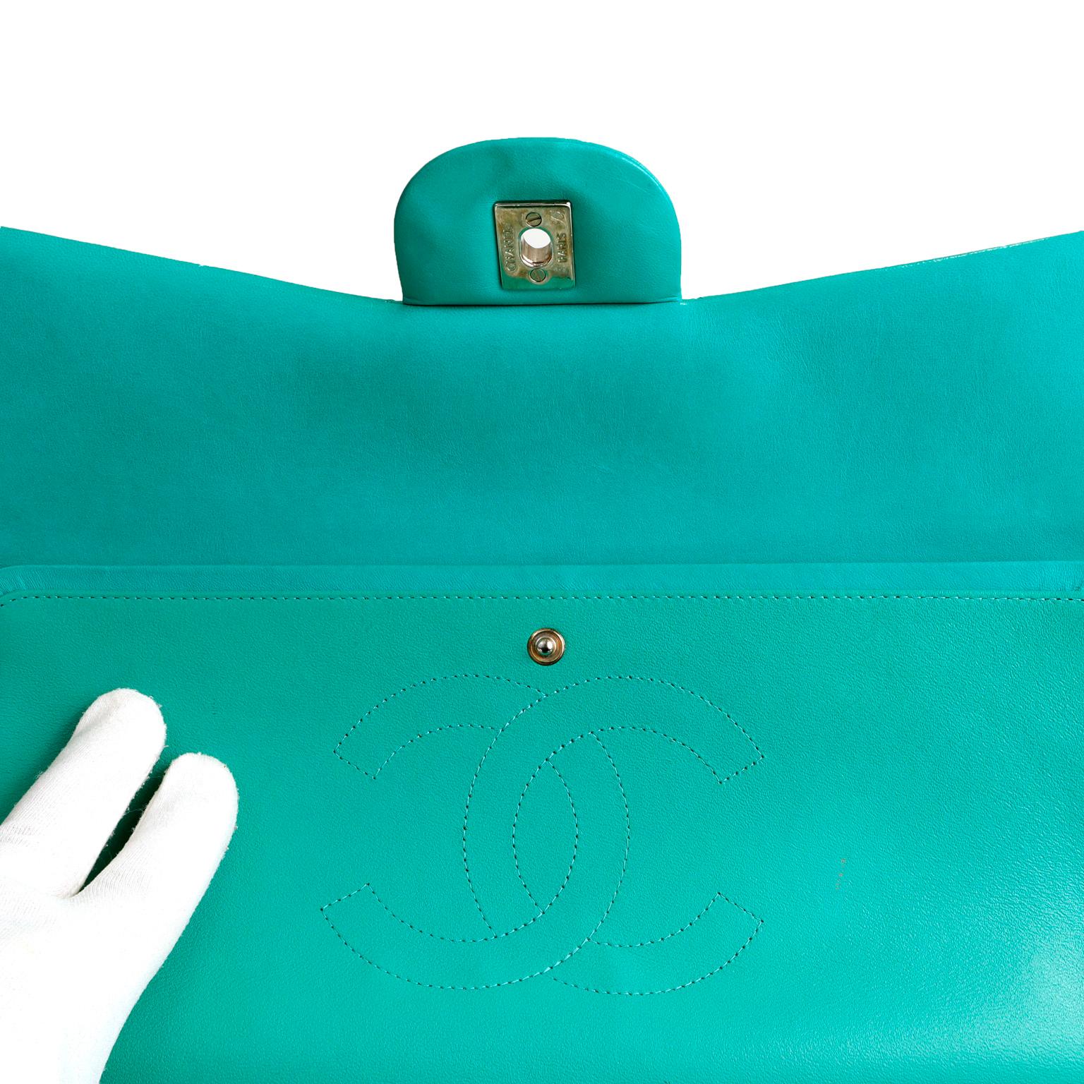 pink and green chanel bag