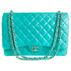 Chanel Lagoon Green Lambskin Maxi Classic Flap Bag