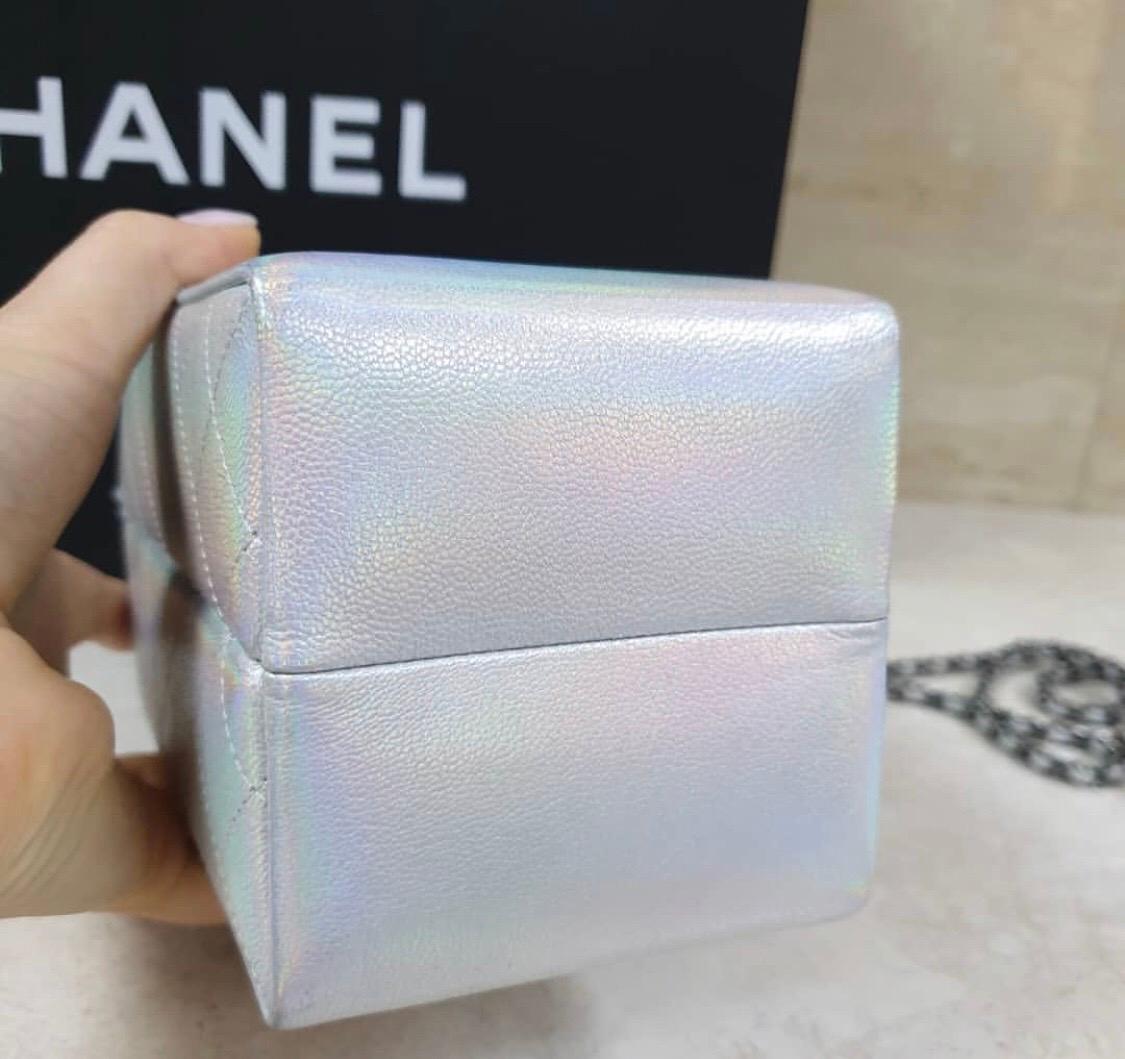 chanel silver milk carton bag