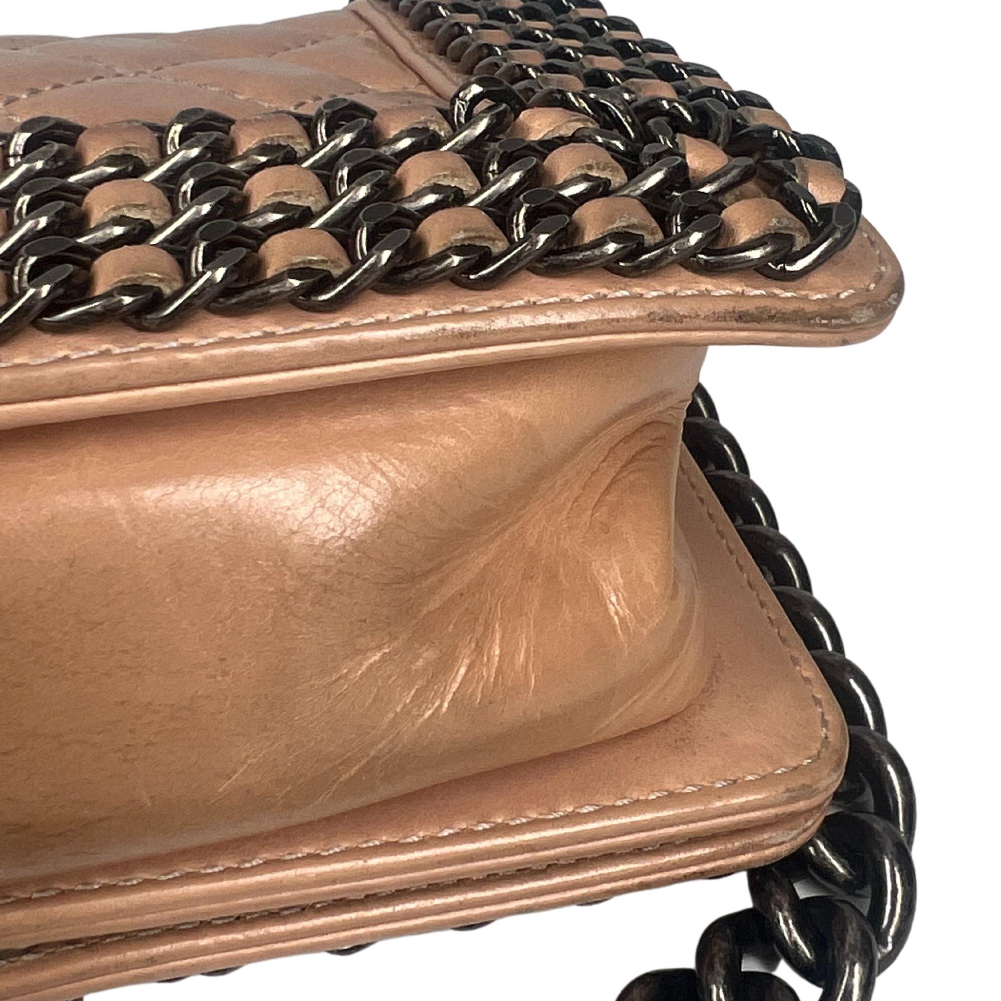 Chanel Lambskin Beige Chained Boy Bag Small For Sale 8