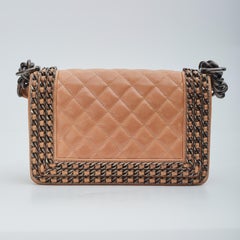 Chanel Lambskin Beige Chained Boy Bag Small
