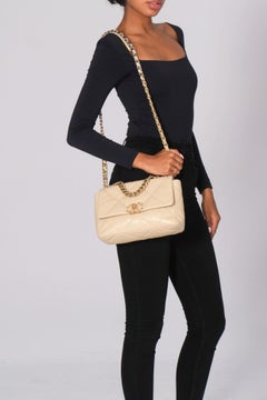 Chanel Lambskin Beige Chanel 19 Flap Bag Medium