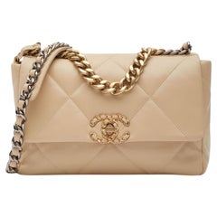 Chanel Lambskin Beige Chanel 19 Flap Bag Medium
