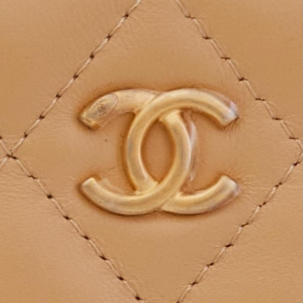 CHANEL Lambskin Beige Quilted CC Pearl Crush Camera Case (2021) 2