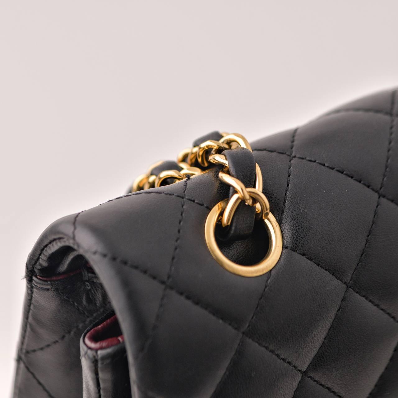 Chanel Lambskin Black Quilted Medium Classic Double Flap Bag For Sale 4
