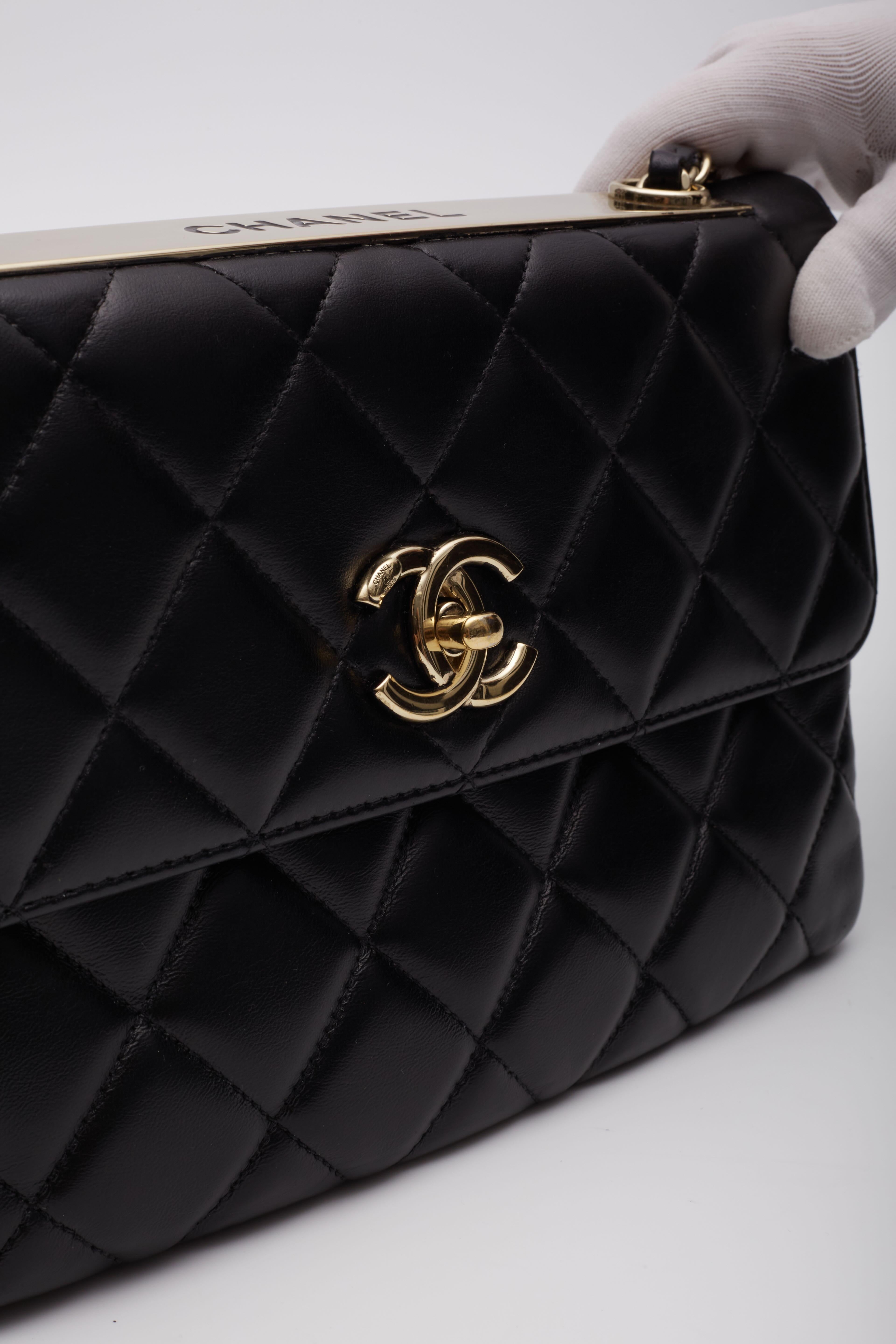 Chanel Lambskin Black Trendy CC Flap Bag Gold Hardware For Sale 6