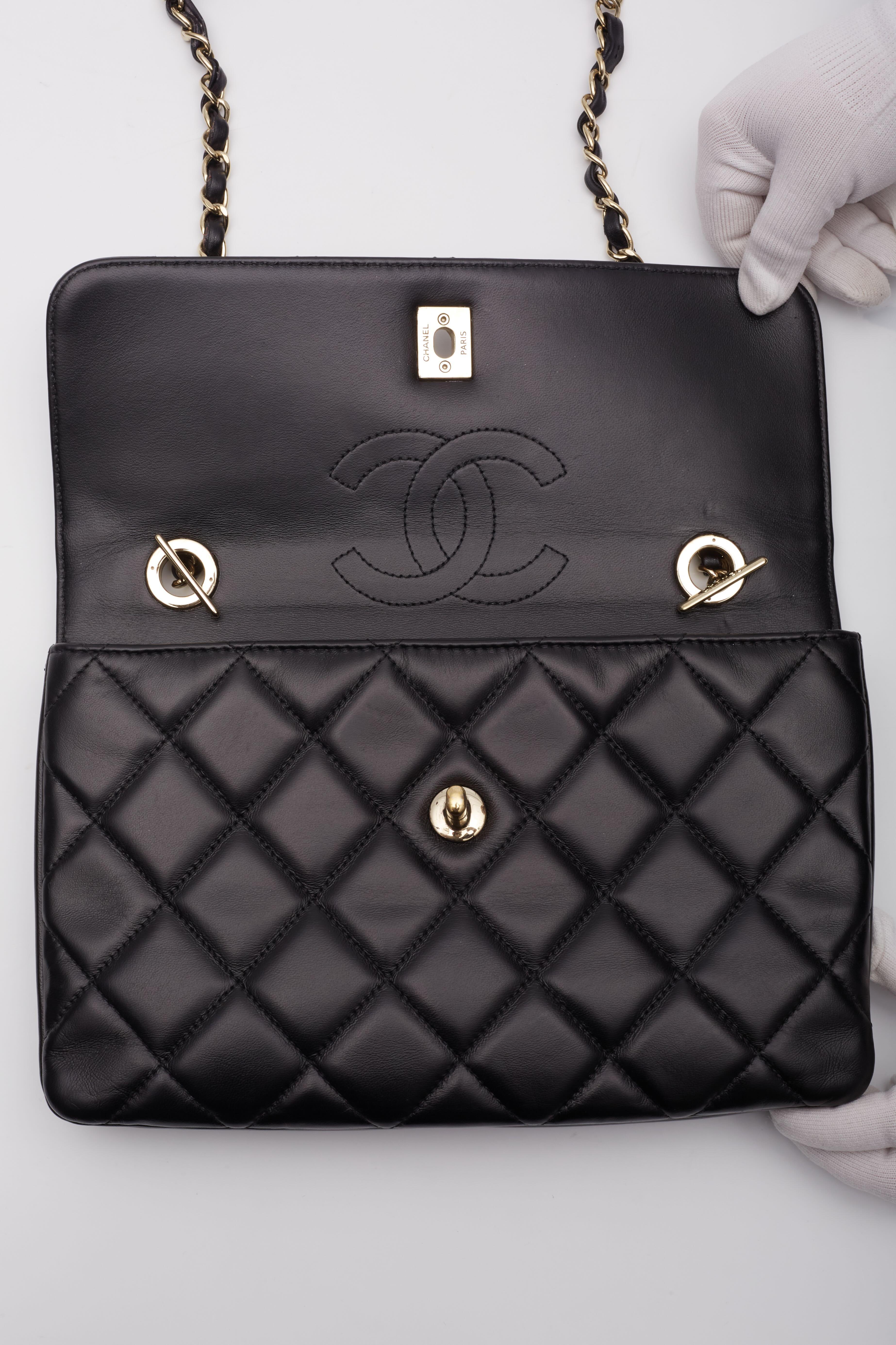 Chanel Lambskin Black Trendy CC Flap Bag Gold Hardware For Sale 7