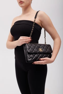 Chanel Lambskin Black Trendy CC Flap Bag Gold Hardware