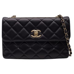Chanel Lambskin Black Trendy CC Flap Bag Gold Hardware