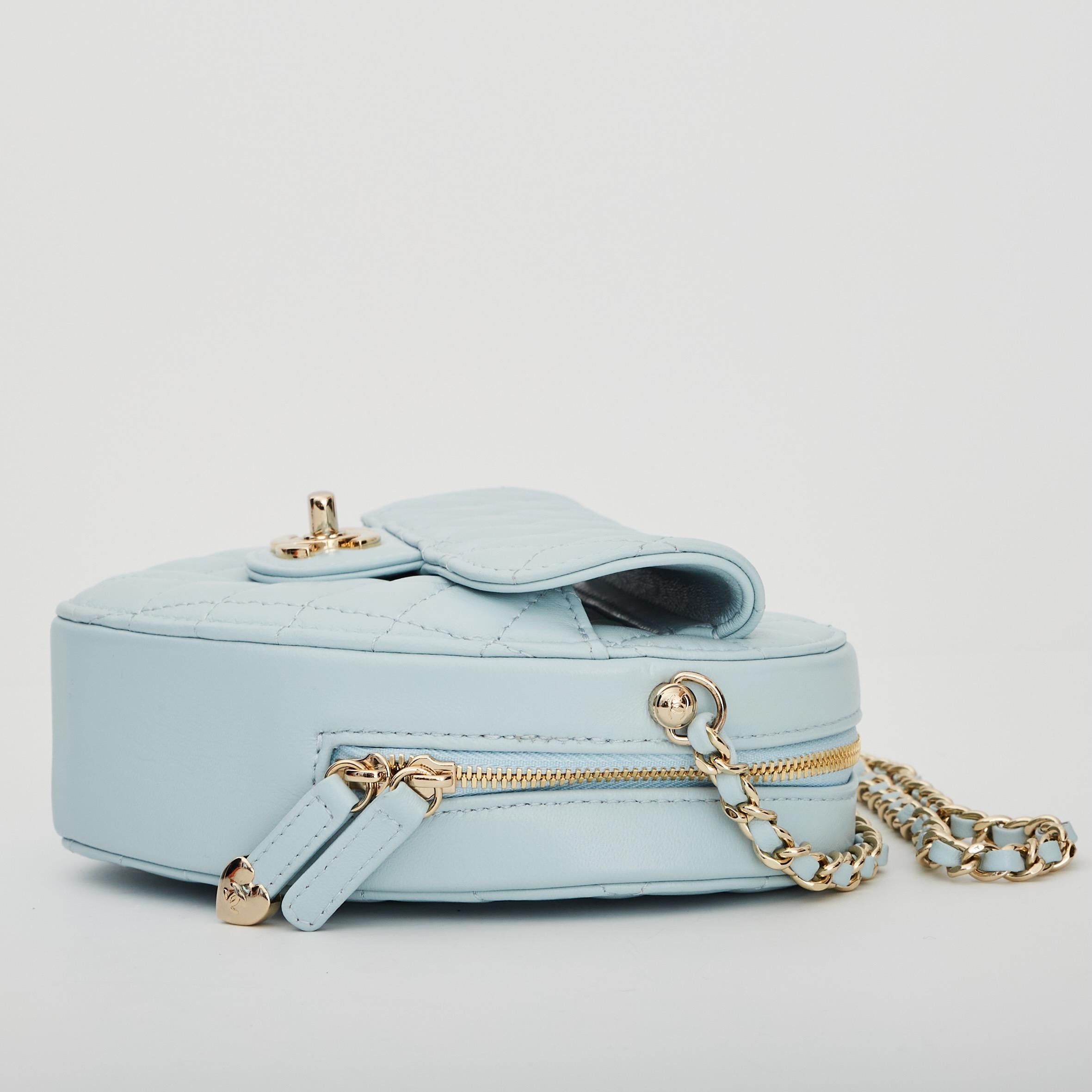 Chanel Lambskin Blue Quilted Heart Shoulder Bag at 1stDibs puffy