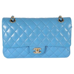 Chanel Lambskin Blue Quilted Medium Double Flap Bag