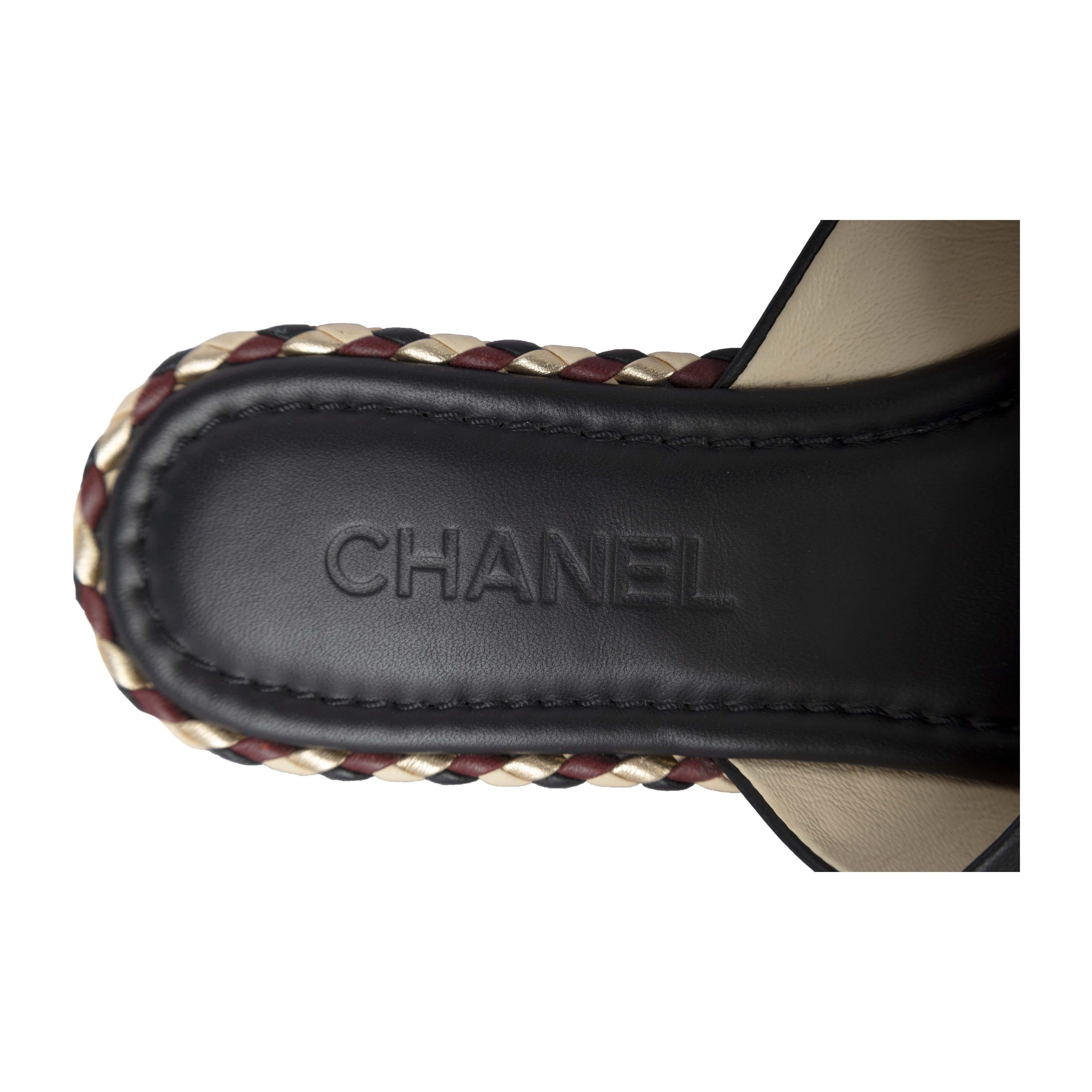 Women's Chanel Lambskin Braided Mule Sandals - '10s