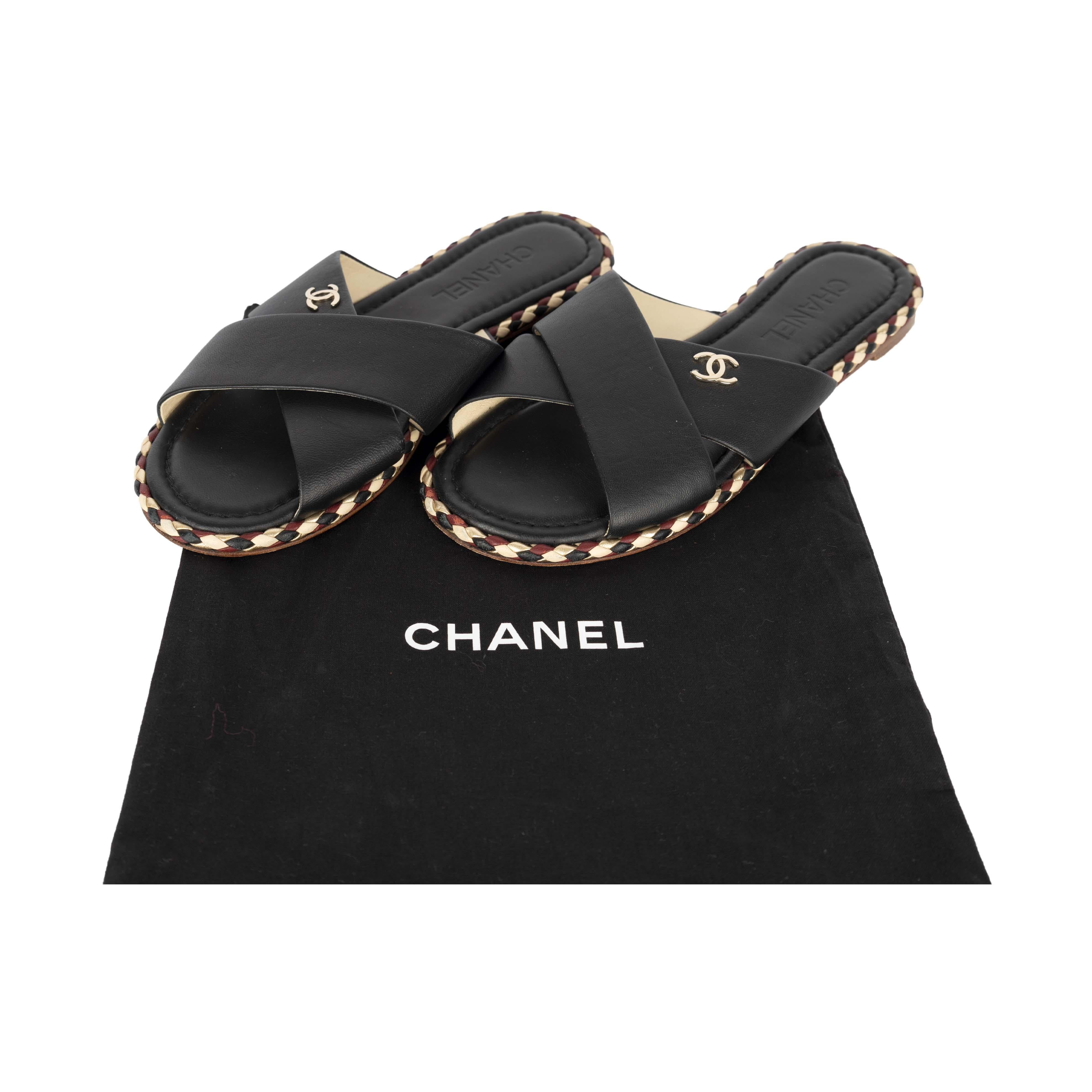 Chanel Lambskin Braided Mule Sandals - '10s 4