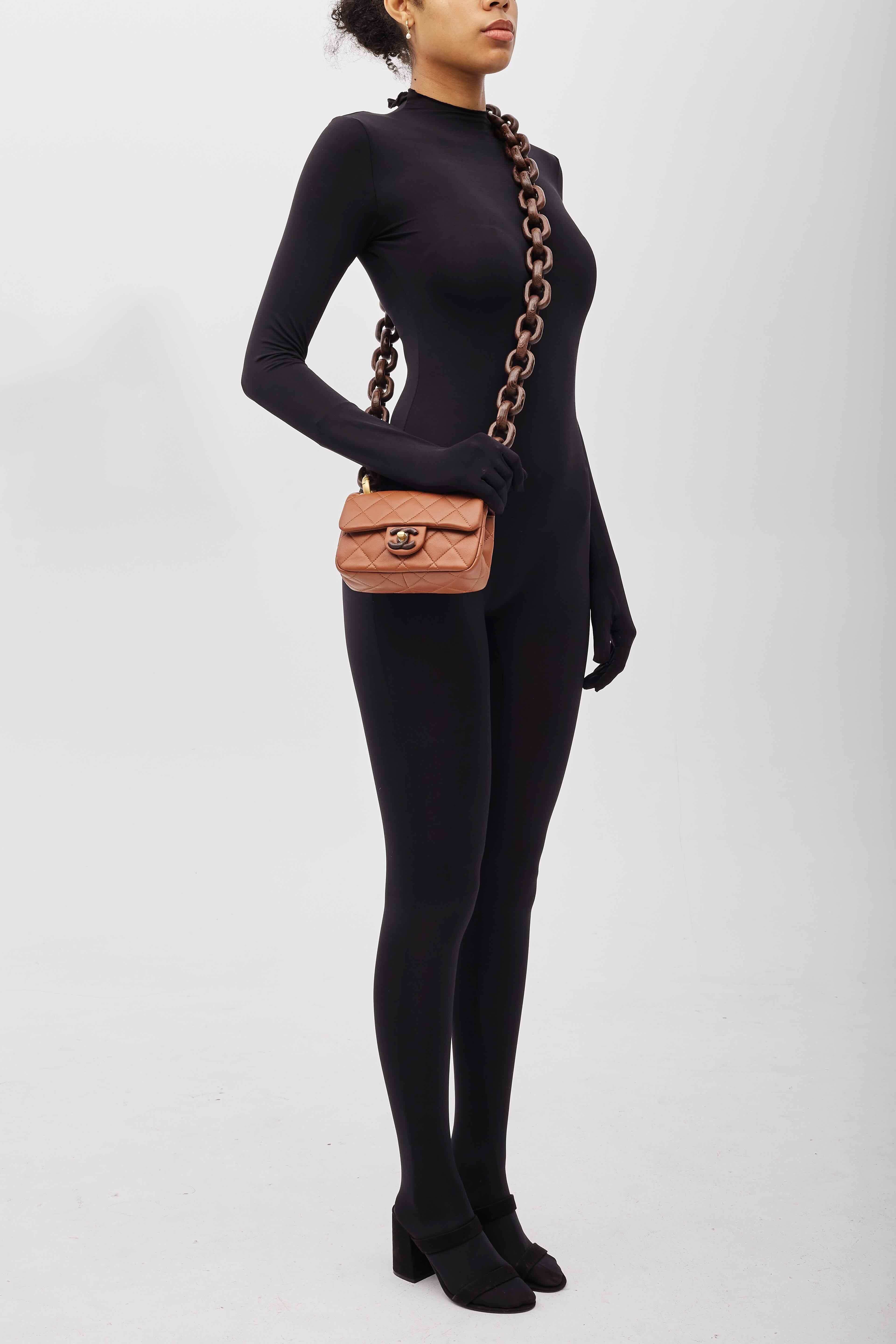 Chanel Lambskin Brown Wenge Wood Mini Flap Bag For Sale 6