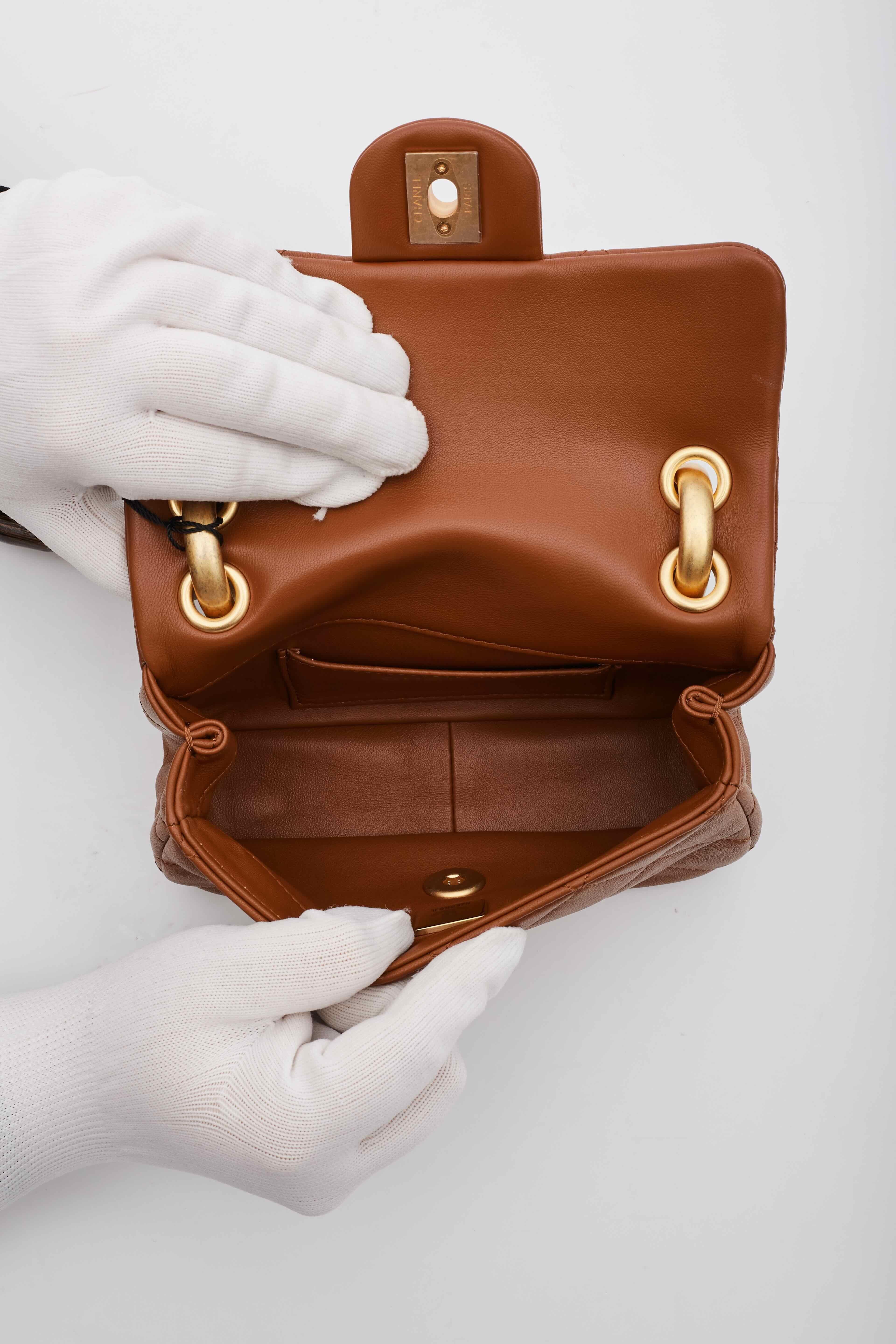 Chanel Lambskin Brown Wenge Wood Mini Flap Bag For Sale 1