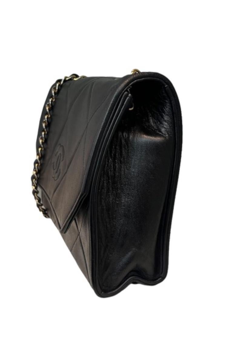 Black CHANEL Lambskin CC Diamond Flap Bag