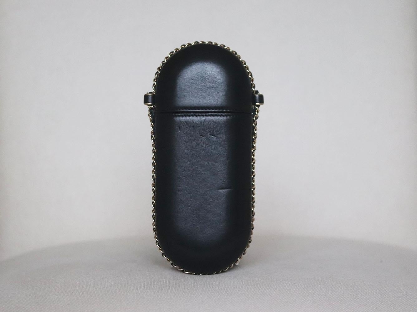 Black Chanel Lambskin Chain Around Phone Holder Bag