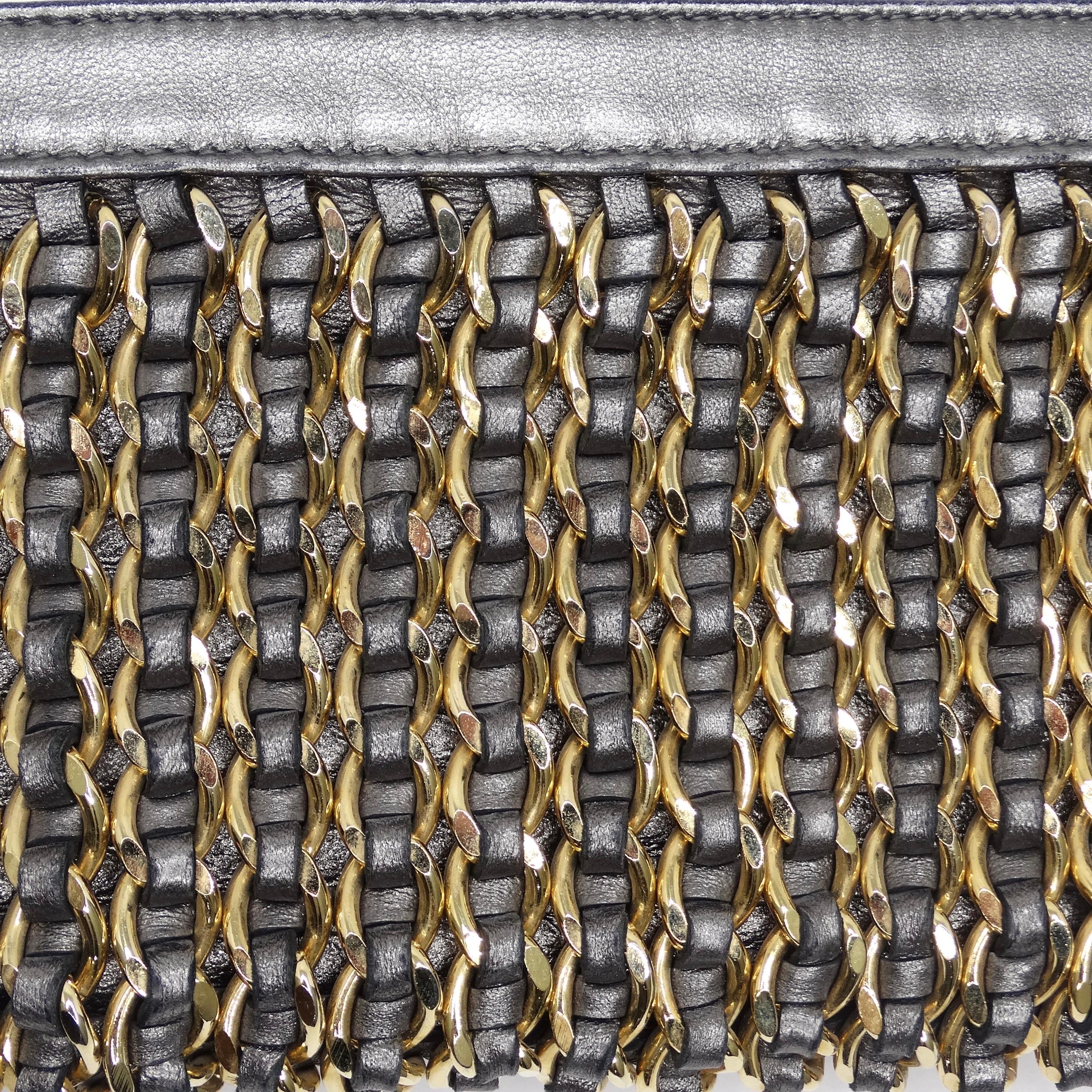 Chanel Lambskin Chain Embellished Clutch In Excellent Condition For Sale In Scottsdale, AZ