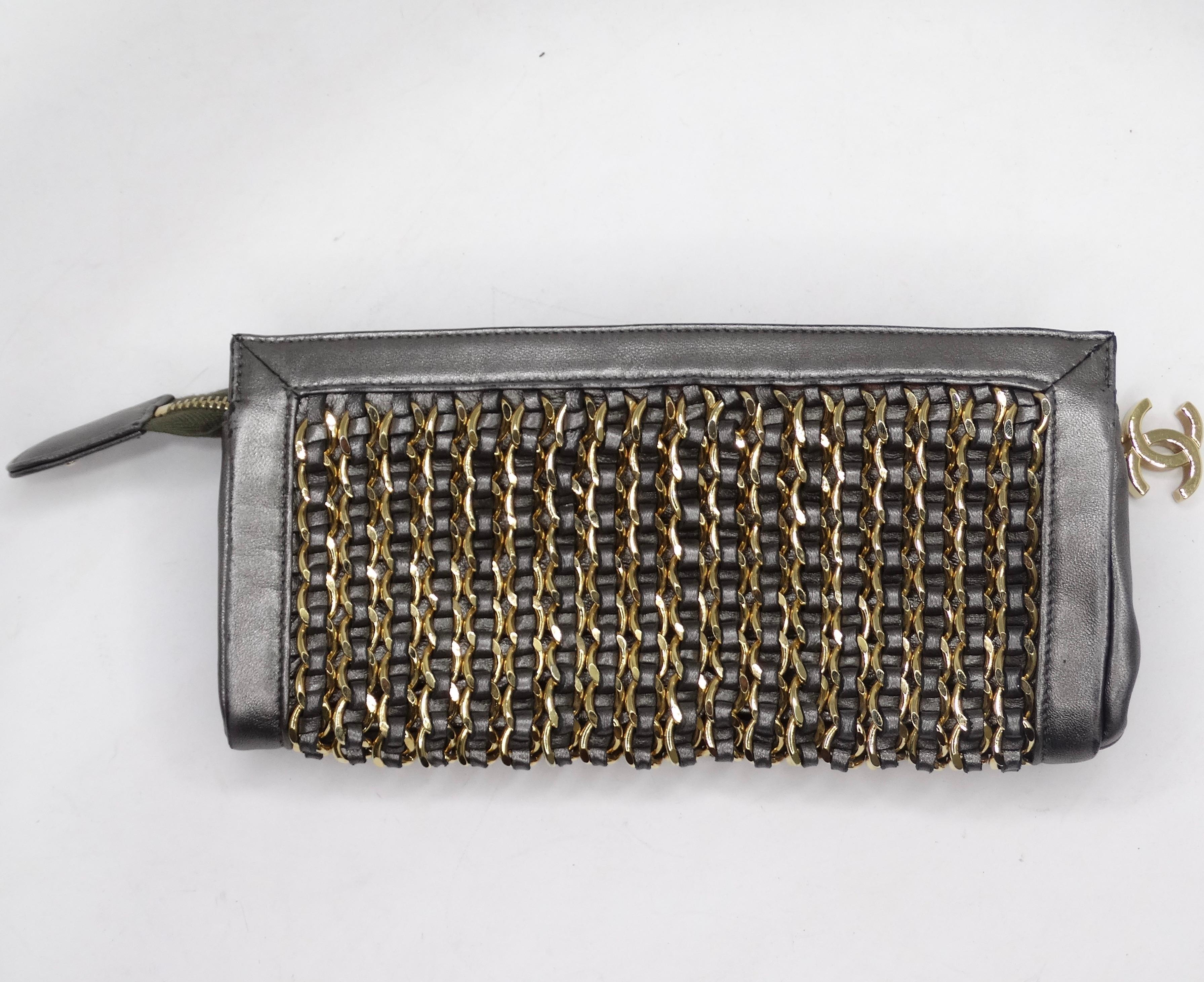 Chanel Lambskin Chain Embellished Clutch For Sale 2