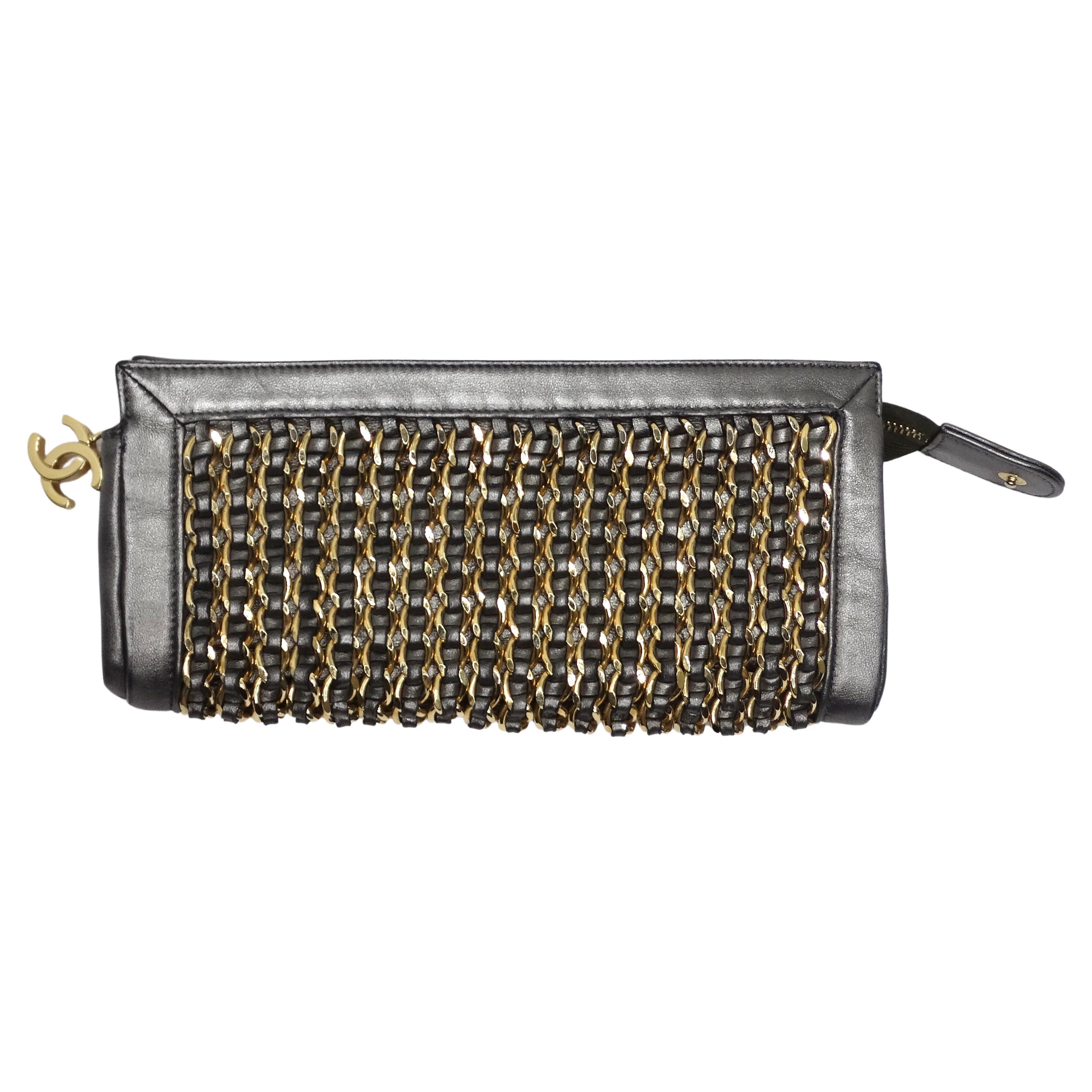 Chanel Lambskin Chain Embellished Clutch For Sale
