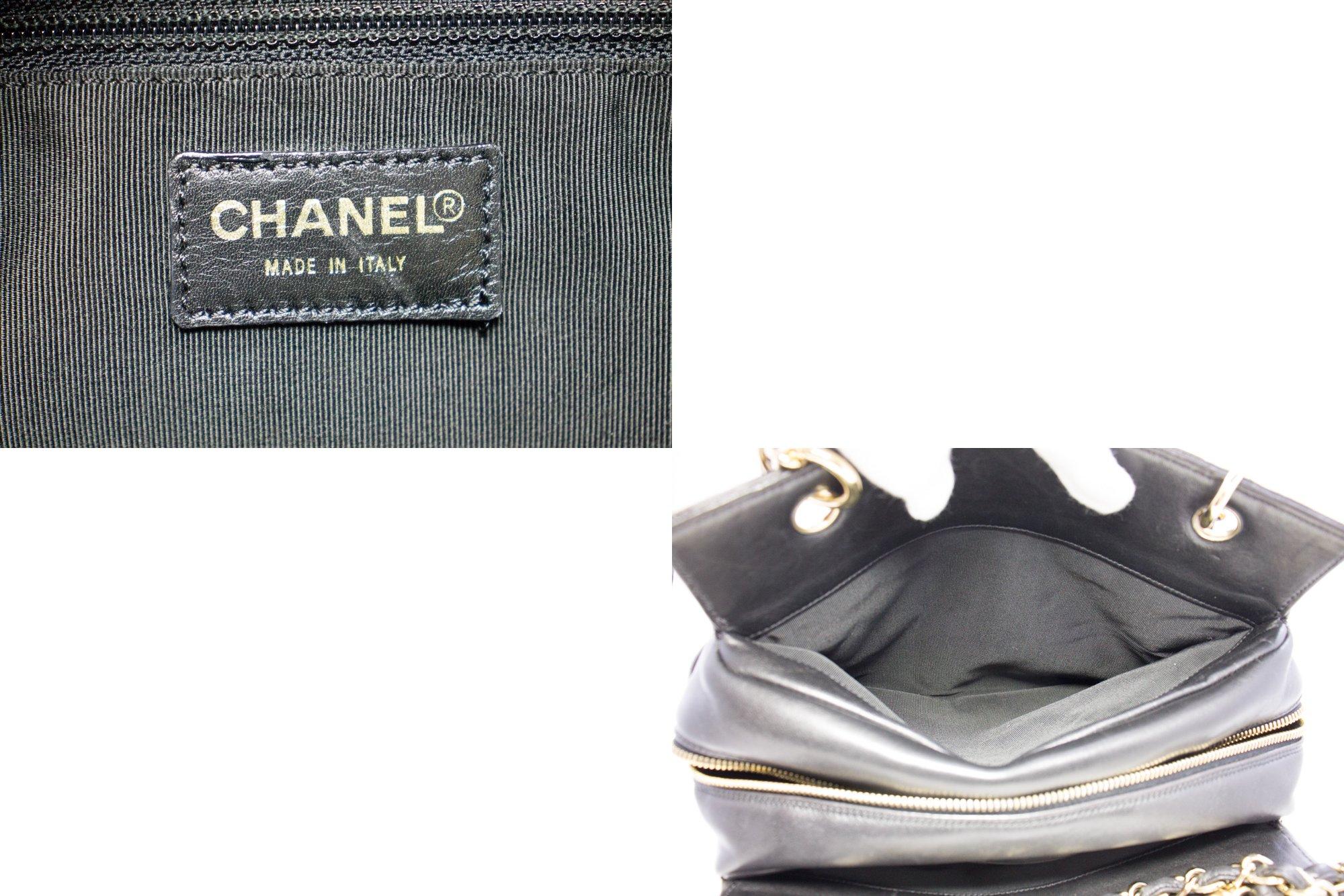 CHANEL Lambskin Chain Shoulder Shopping Tote Bag Black Quilted 4